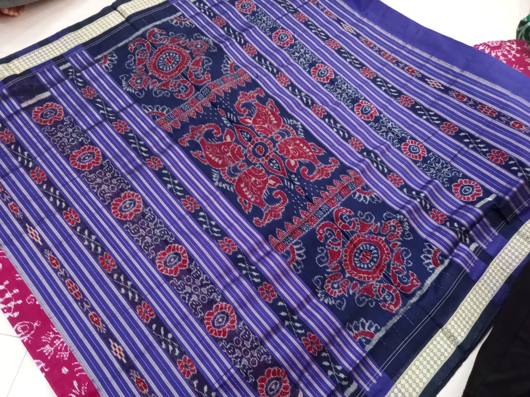 Rani pink & Purple color traditional terracotta with bandha design silk saree. - Koshali Arts & Crafts Enterprise