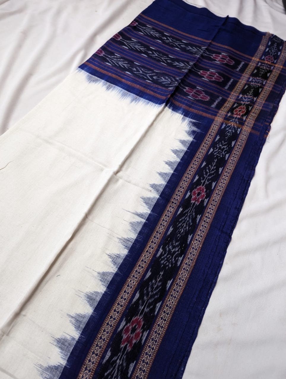 Cotton Dress Material in Beautiful Blue and White color with Pasapali design. Contrast Dupatta  UNSTITCHED DRESS SET - Koshali Arts & Crafts Enterprise