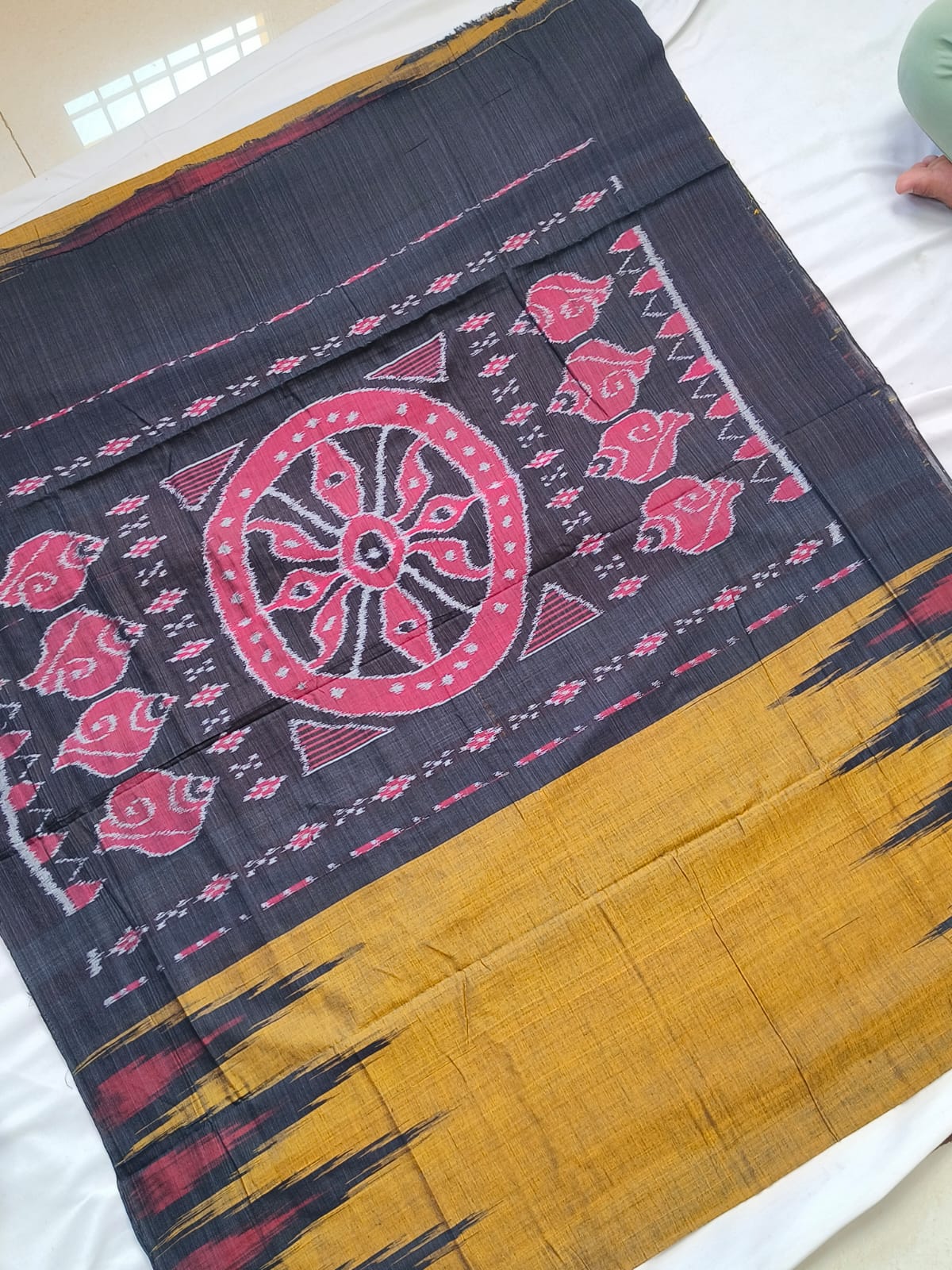 Brown, Maroon & Black color kargil design Sambalpuri cotton saree. - Koshali Arts & Crafts Enterprise