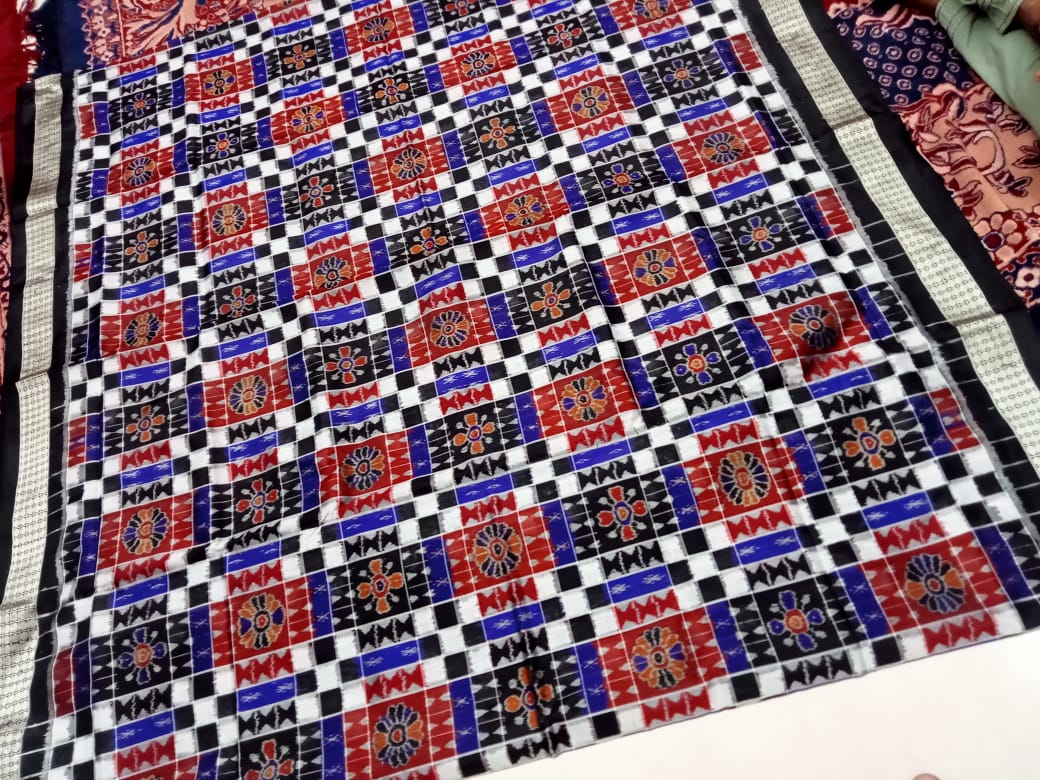 Latest Traditional utkalalaxmi pure silk pata saree in Maroon,Blue,White and Black color. - Koshali Arts & Crafts Enterprise