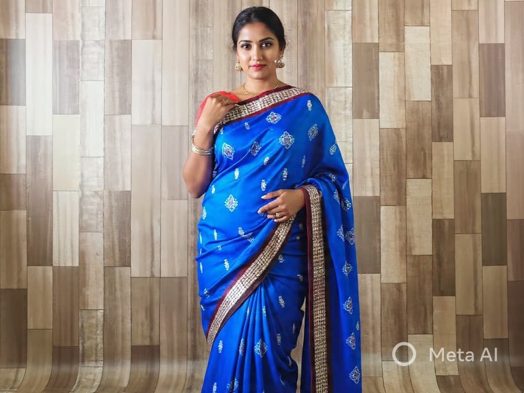 Sambalpuri blue ikat patterns Saree