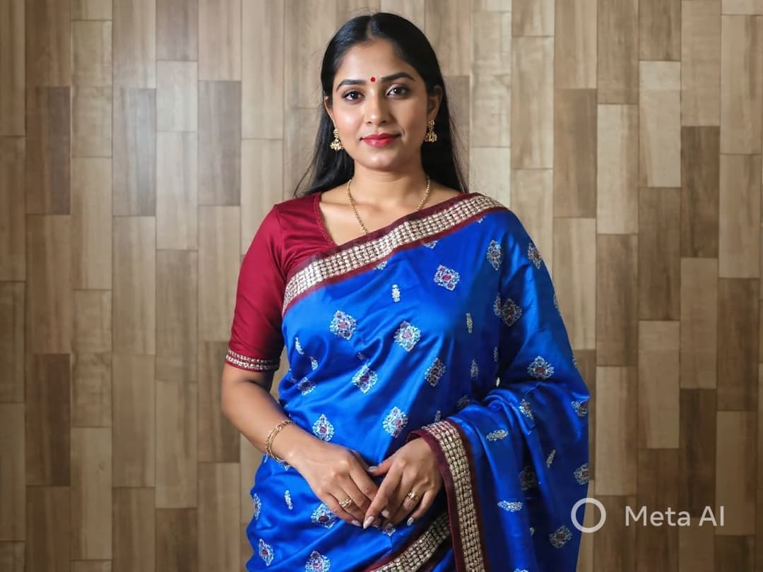 Sambalpuri blue ikat patterns Saree