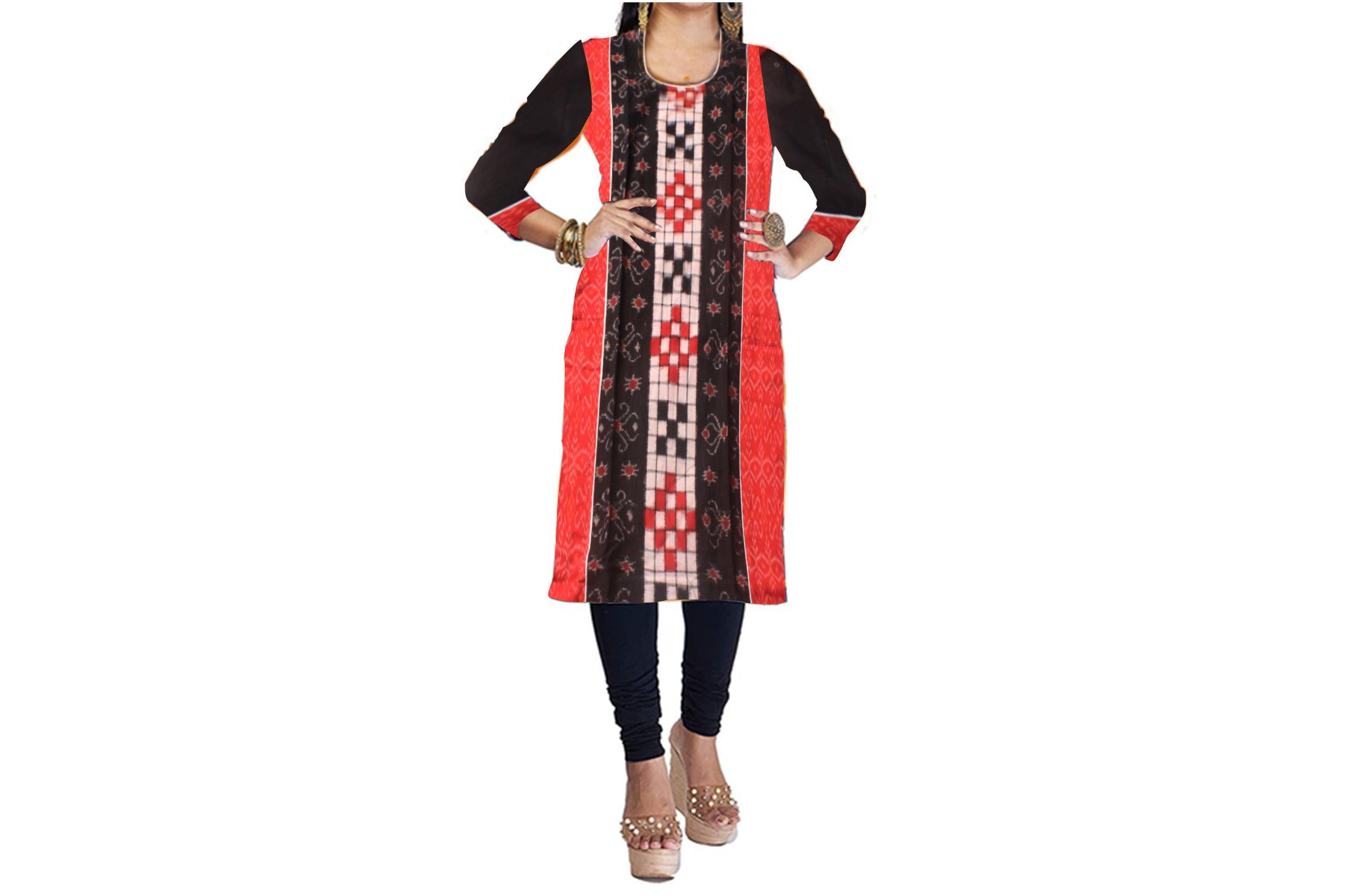 SAMBALPURI DESIGNER DRESS IN RED AND BLACK COLOR. - Koshali Arts & Crafts Enterprise