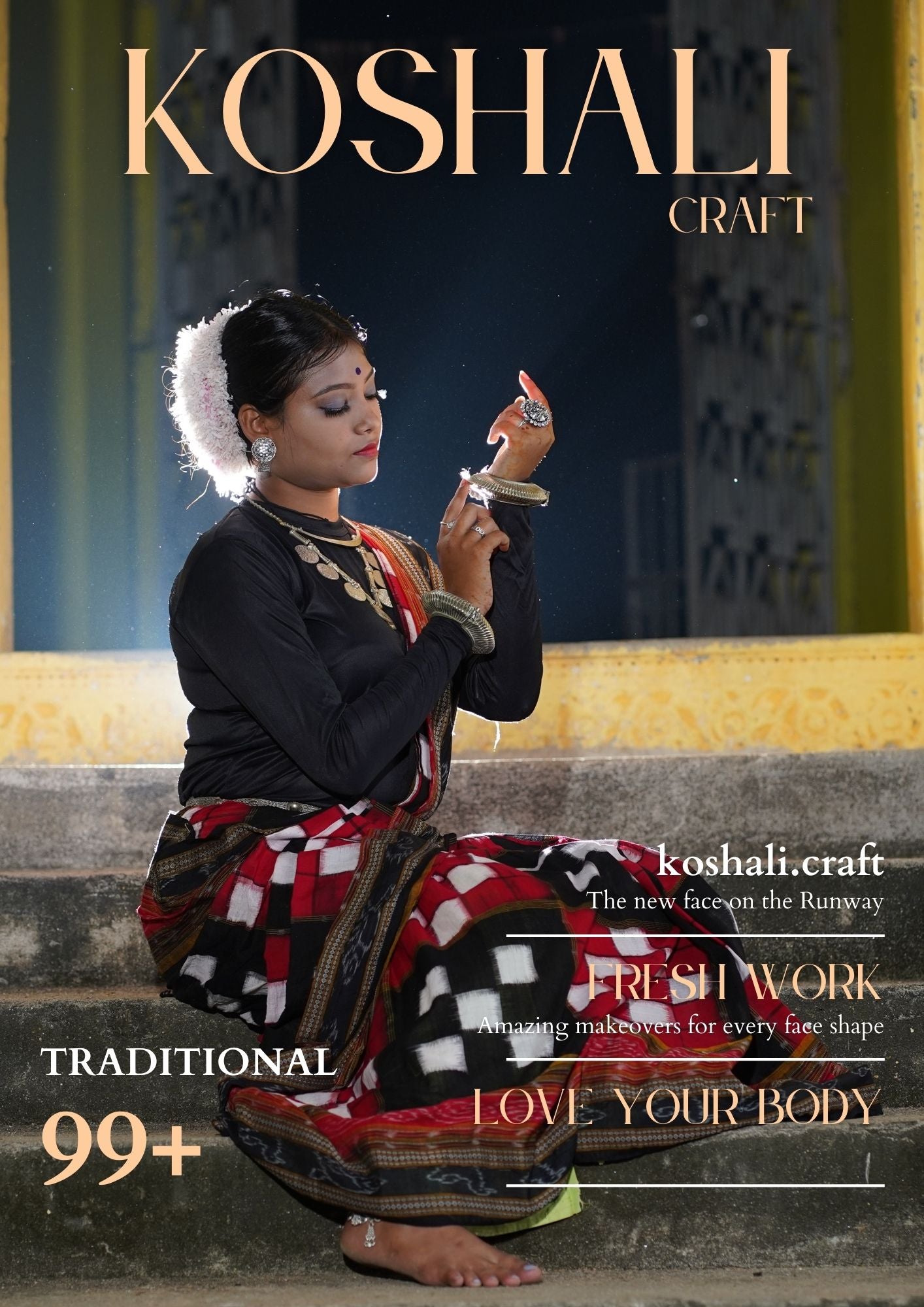 Traditional Bichitrapuri Teenkuthi Sambalpuri saree Without blouse piece. - Koshali Arts & Crafts Enterprise