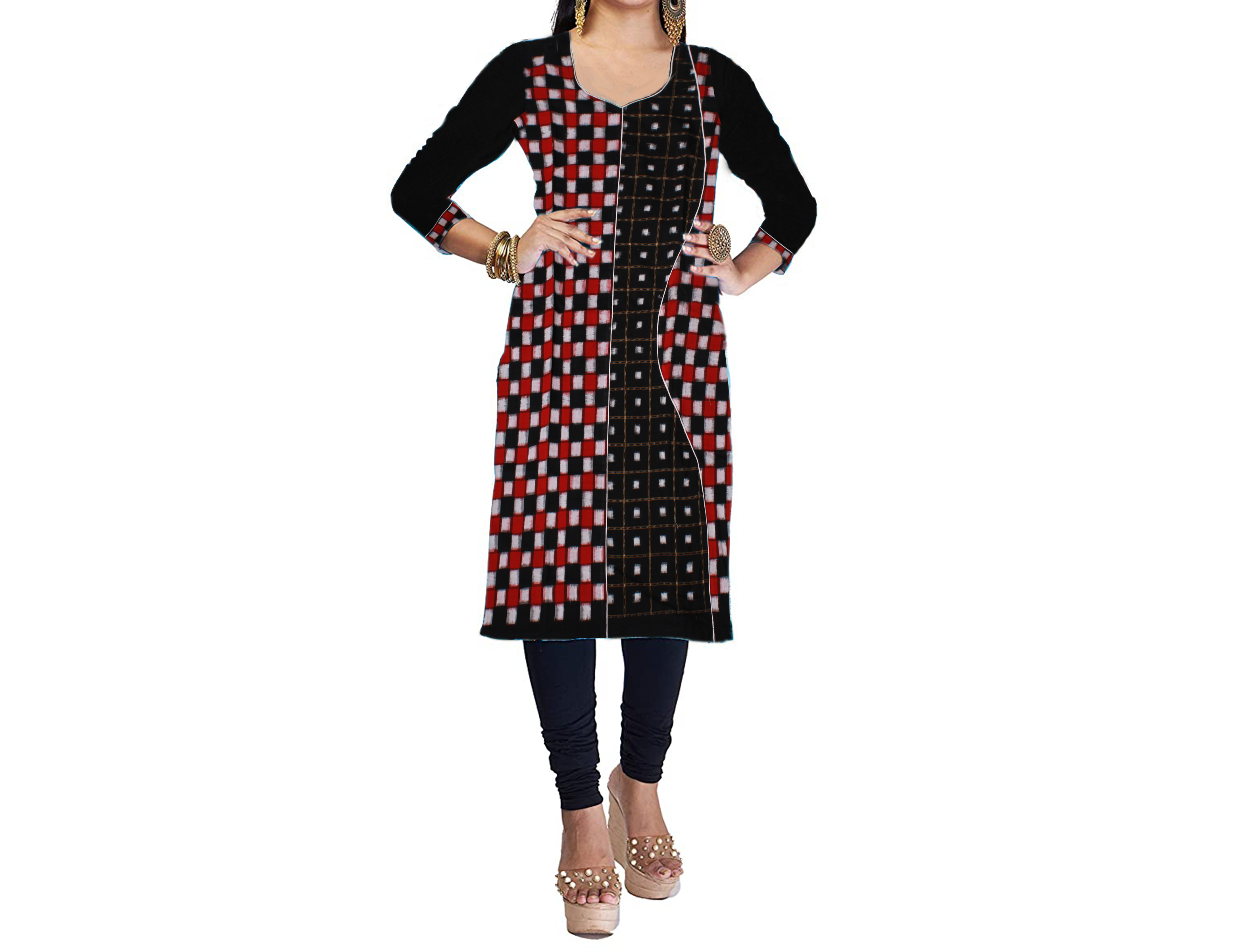 Sambalpuri Designer Dress in Black Color & Sapta Pattern - Koshali Arts & Crafts Enterprise