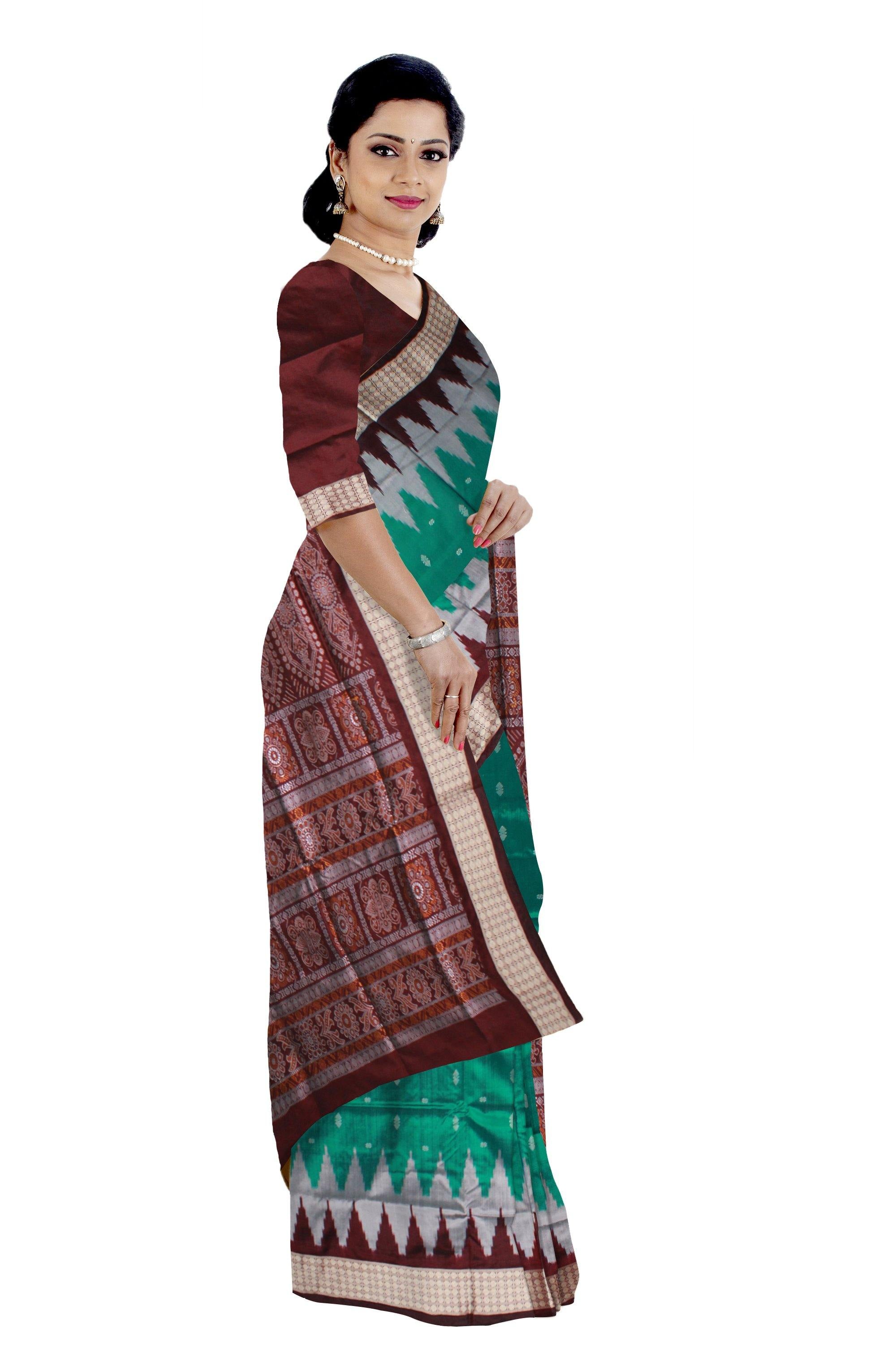 Green color Buti pattern pata saree Green color Buti pattern pata saree with blouse piece - Koshali Arts & Crafts Enterprise