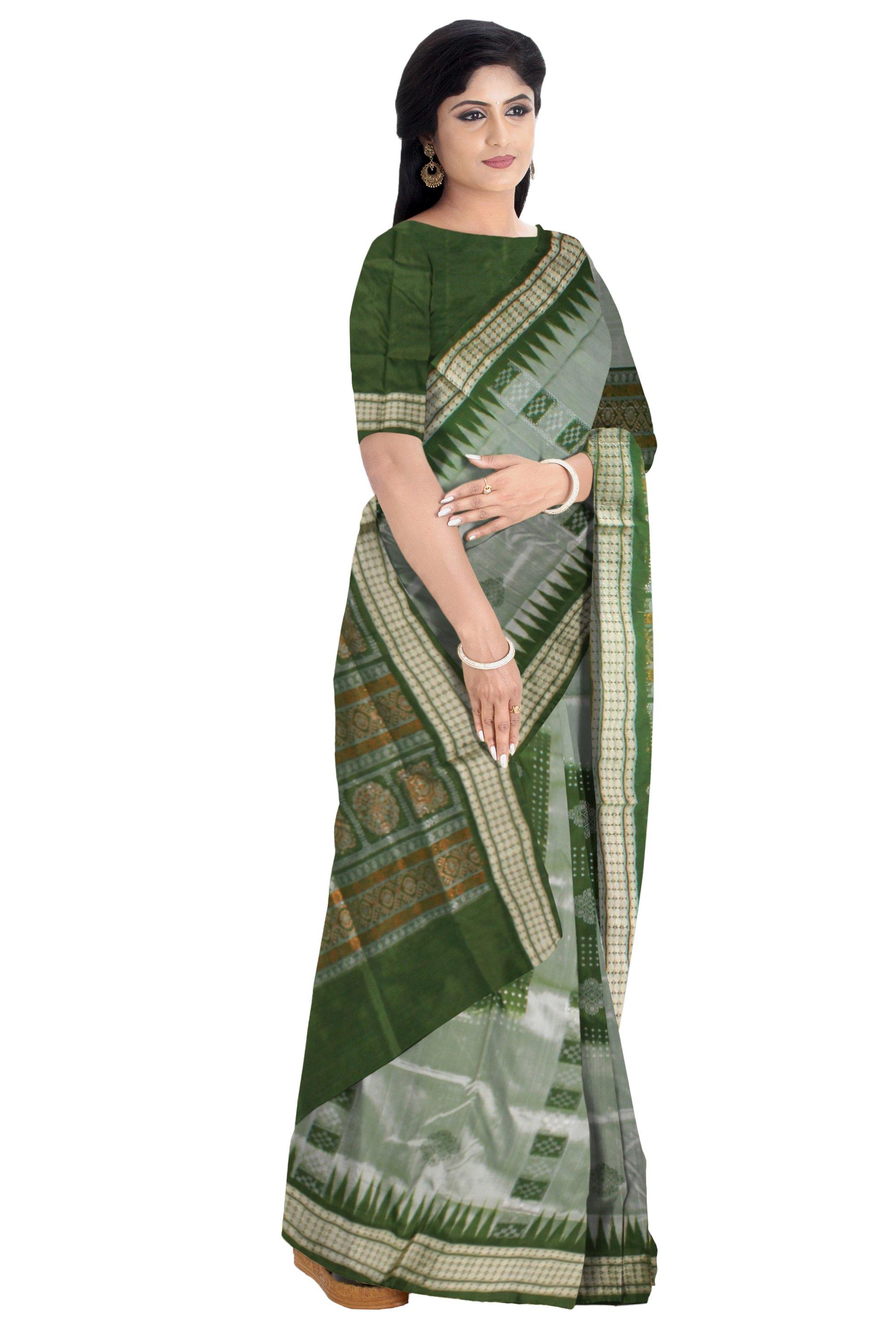 Green color Pasapali Pata saree with blouse piece - Koshali Arts & Crafts Enterprise