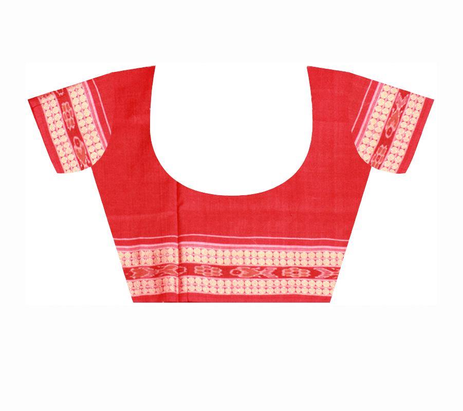 Sambalpuri cotton Ikat saree in blown color and Pasapali border. Available with blouse piece. - Koshali Arts & Crafts Enterprise