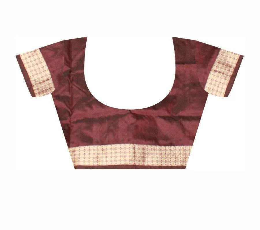 A Sambalpuri Pata saree in Pink and Gray color Available with blouse piece. - Koshali Arts & Crafts Enterprise