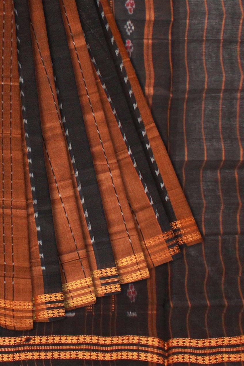 Brown color sambalpuri cotton saree, without Blouse piece. - Koshali Arts & Crafts Enterprise
