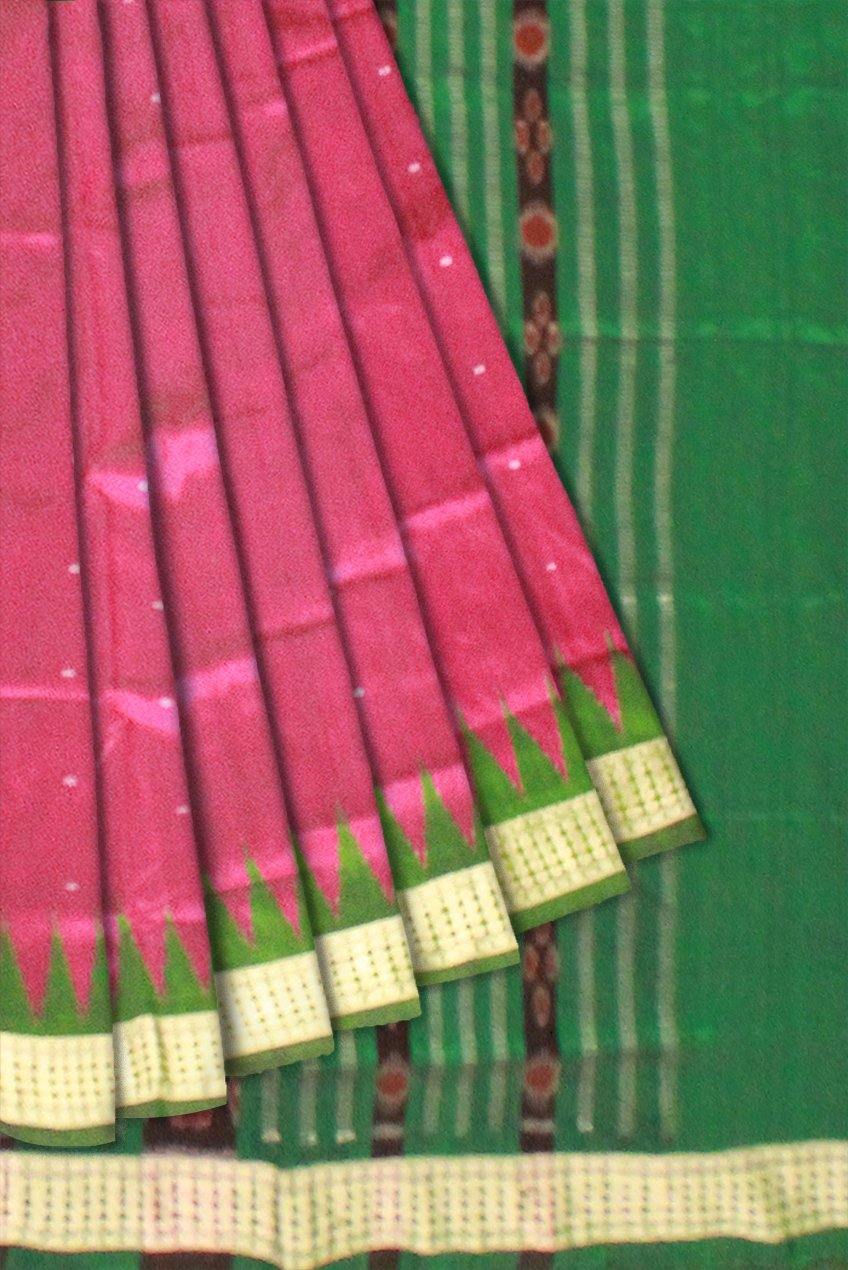 Pink Color Buti Pattern Mix Pata Saree with blouse piece. - Koshali Arts & Crafts Enterprise
