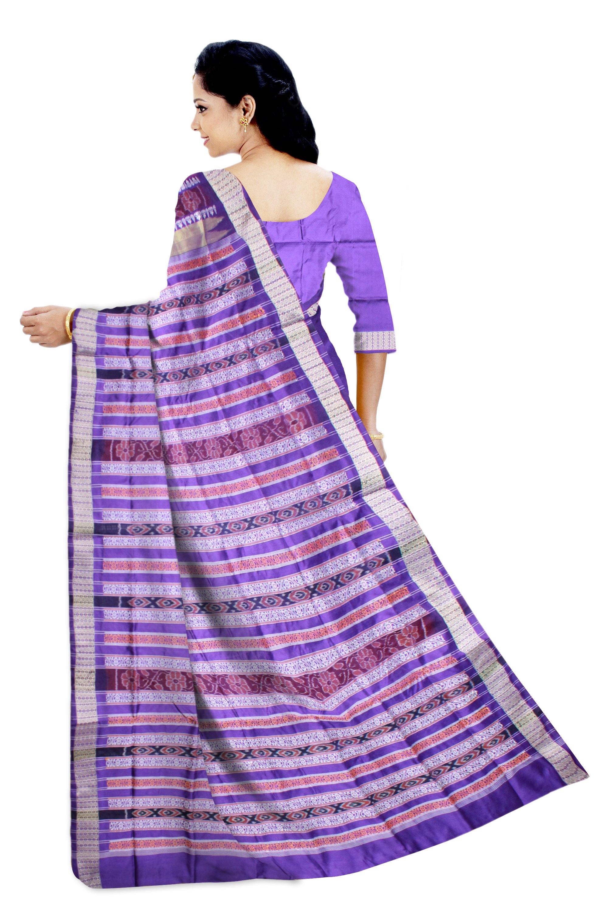 Pink & Peach color Patli pata saree with blouse piece - Koshali Arts & Crafts Enterprise