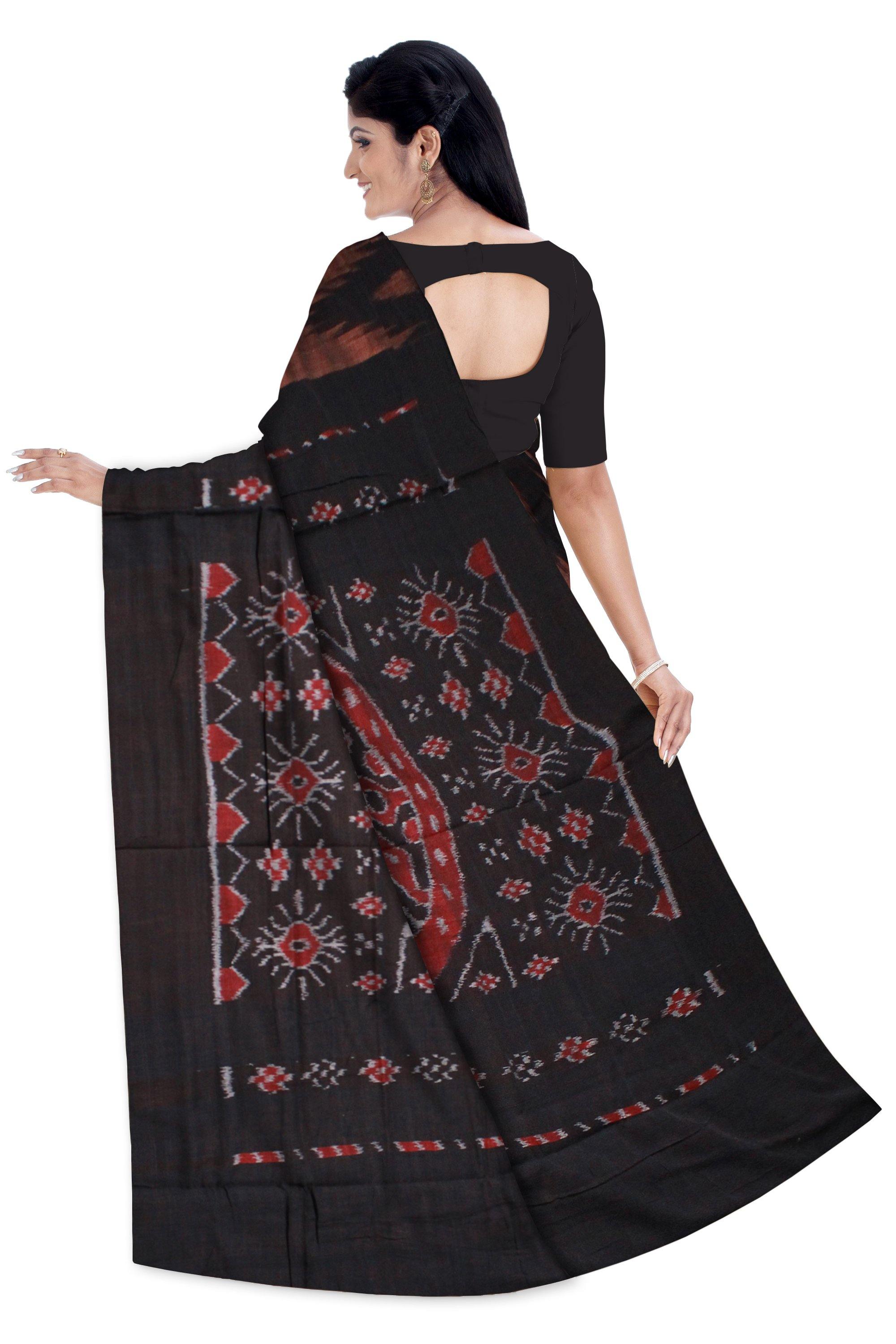 Brown color frea design Sambalpuri Coton saree - Koshali Arts & Crafts Enterprise