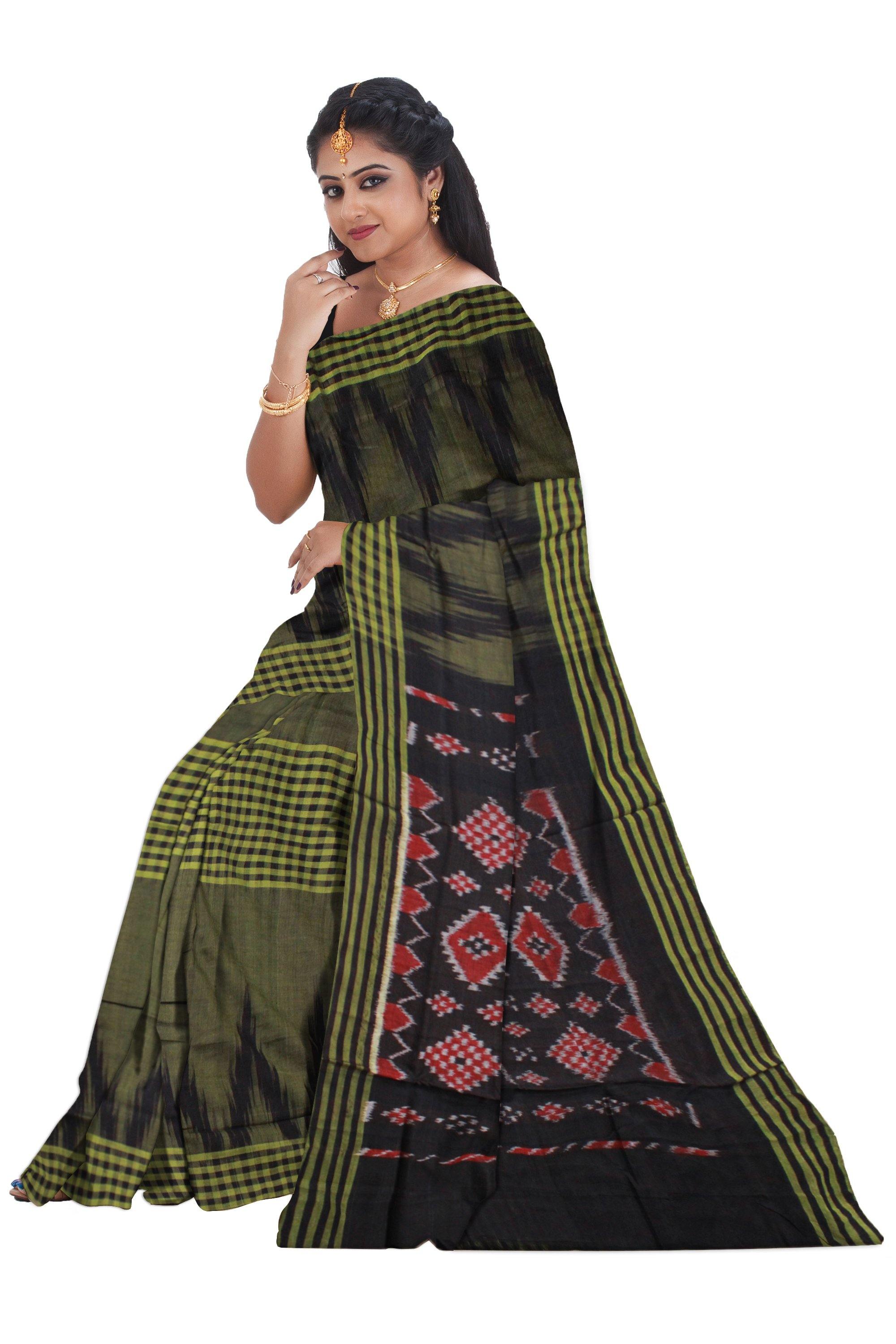 Green color fera design Sambalpuri coton saree - Koshali Arts & Crafts Enterprise