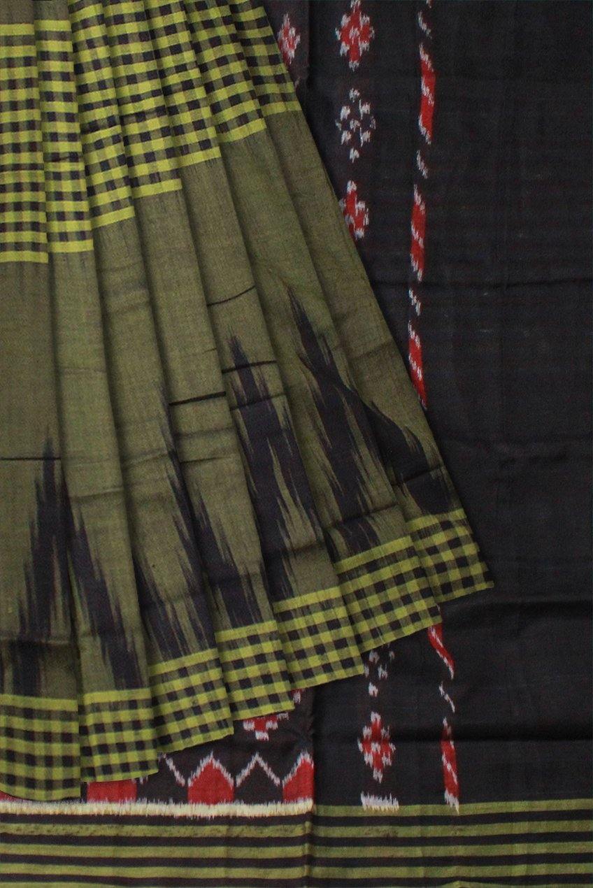 Green color fera design Sambalpuri coton saree - Koshali Arts & Crafts Enterprise
