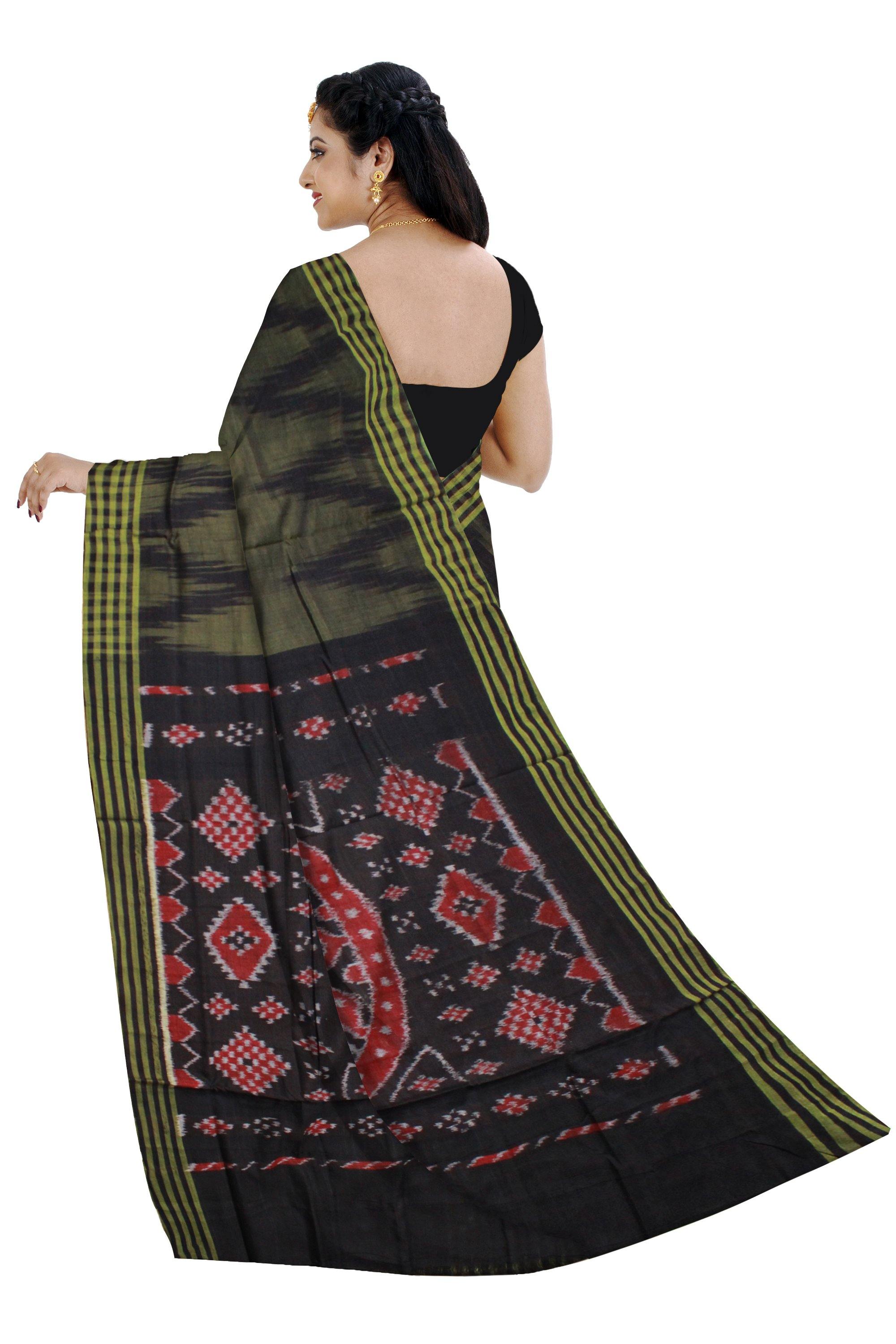 Green color fera design Sambalpuri coton saree - Koshali Arts & Crafts Enterprise