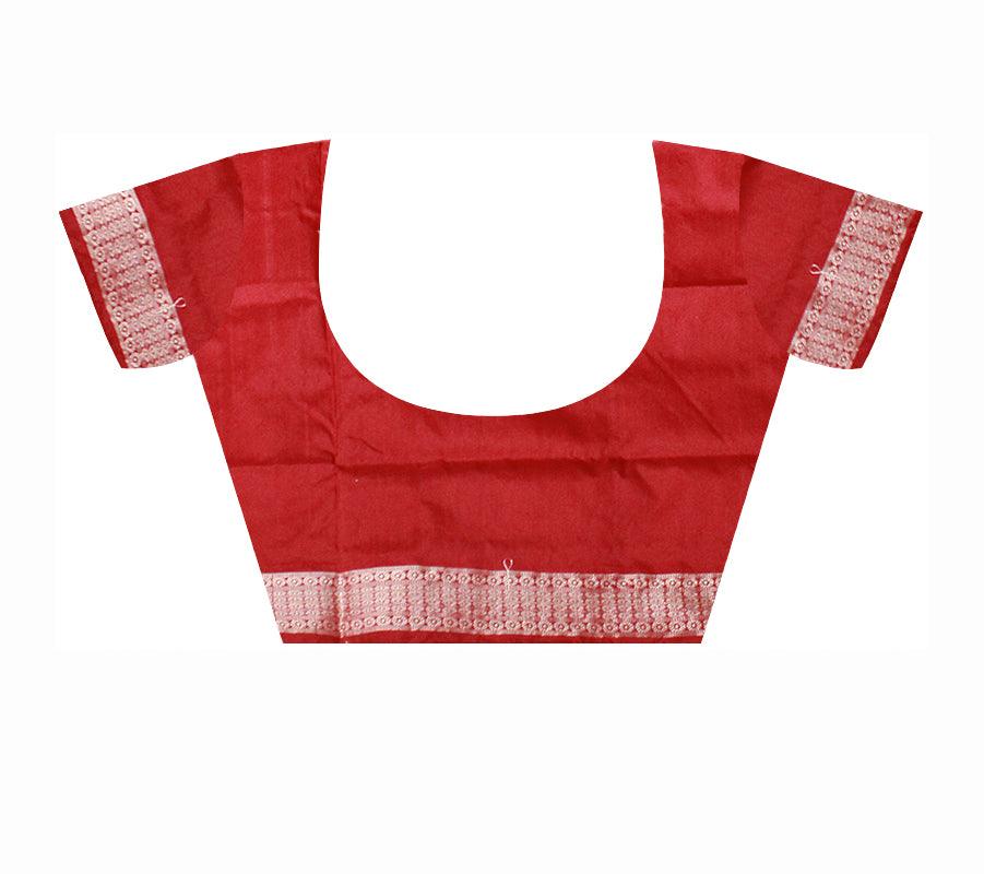Pink and Maroon Maryuri Sambalpuri pata saree with blouse piece. - Koshali Arts & Crafts Enterprise