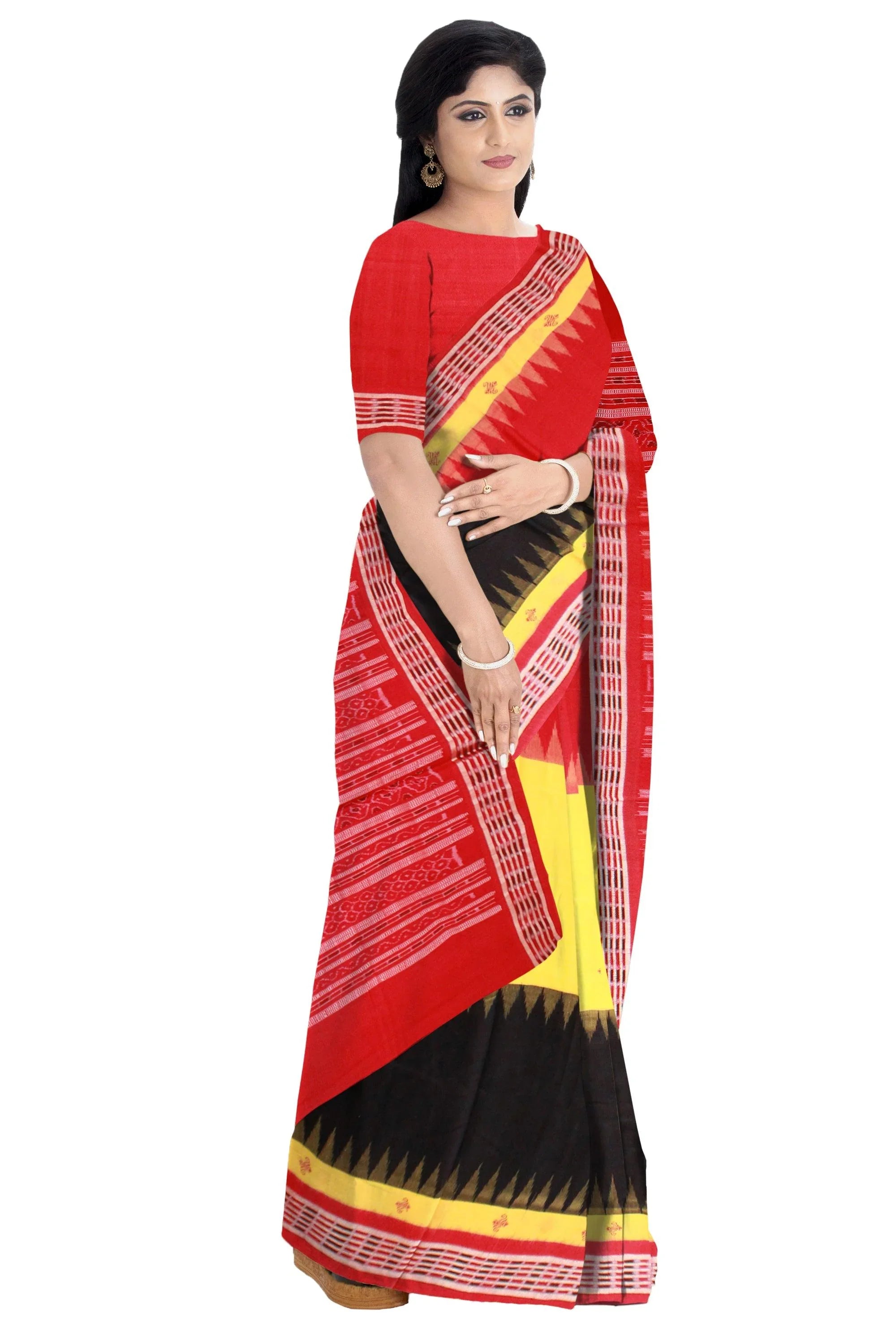 3D color Sambalpuri Cotton saree with blouse piece. - Koshali Arts & Crafts Enterprise