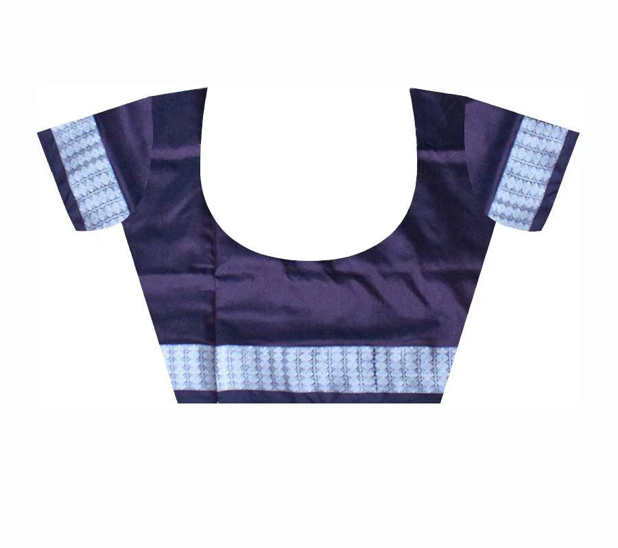 Patli Design Sambalpuri pata Saree in Blue & Black color body in Bomkei Pattern & Flower Design(with Blouse Piece) - Koshali Arts & Crafts Enterprise