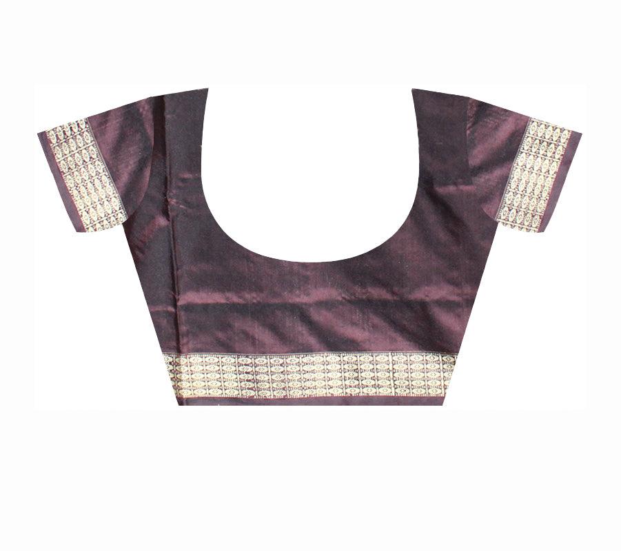 Tribal Art design Pink and  Brown  Color Sambalpuri Pata Saree - Koshali Arts & Crafts Enterprise