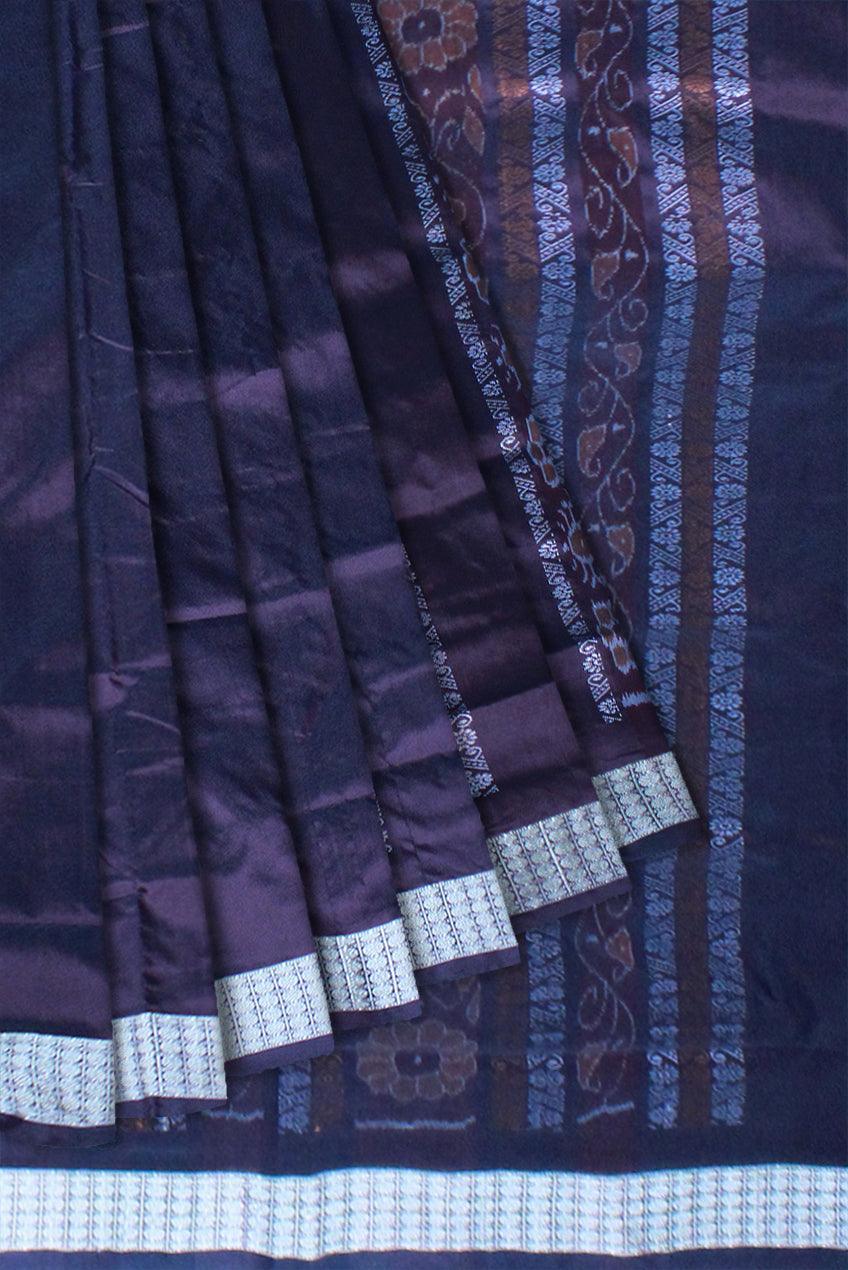 Patli Design Sambalpuri pata Saree in Green & Black color body in Bomkei Pattern & Flower Design(with Blouse Piece) - Koshali Arts & Crafts Enterprise