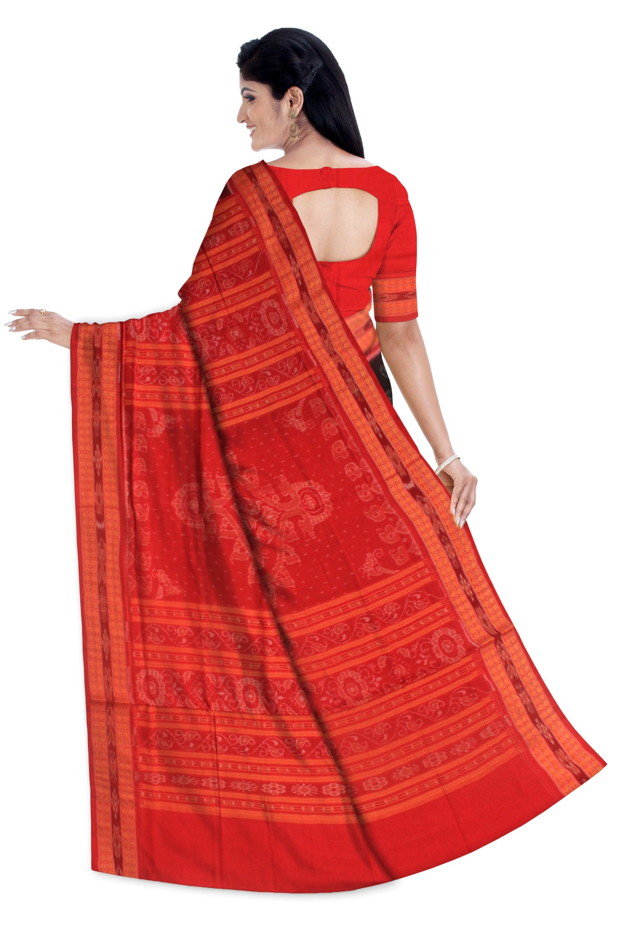 BLACK AND RED COLOR  NEW DSIGN COTTON SAREE , WITH BLOUSE PIECE. - Koshali Arts & Crafts Enterprise