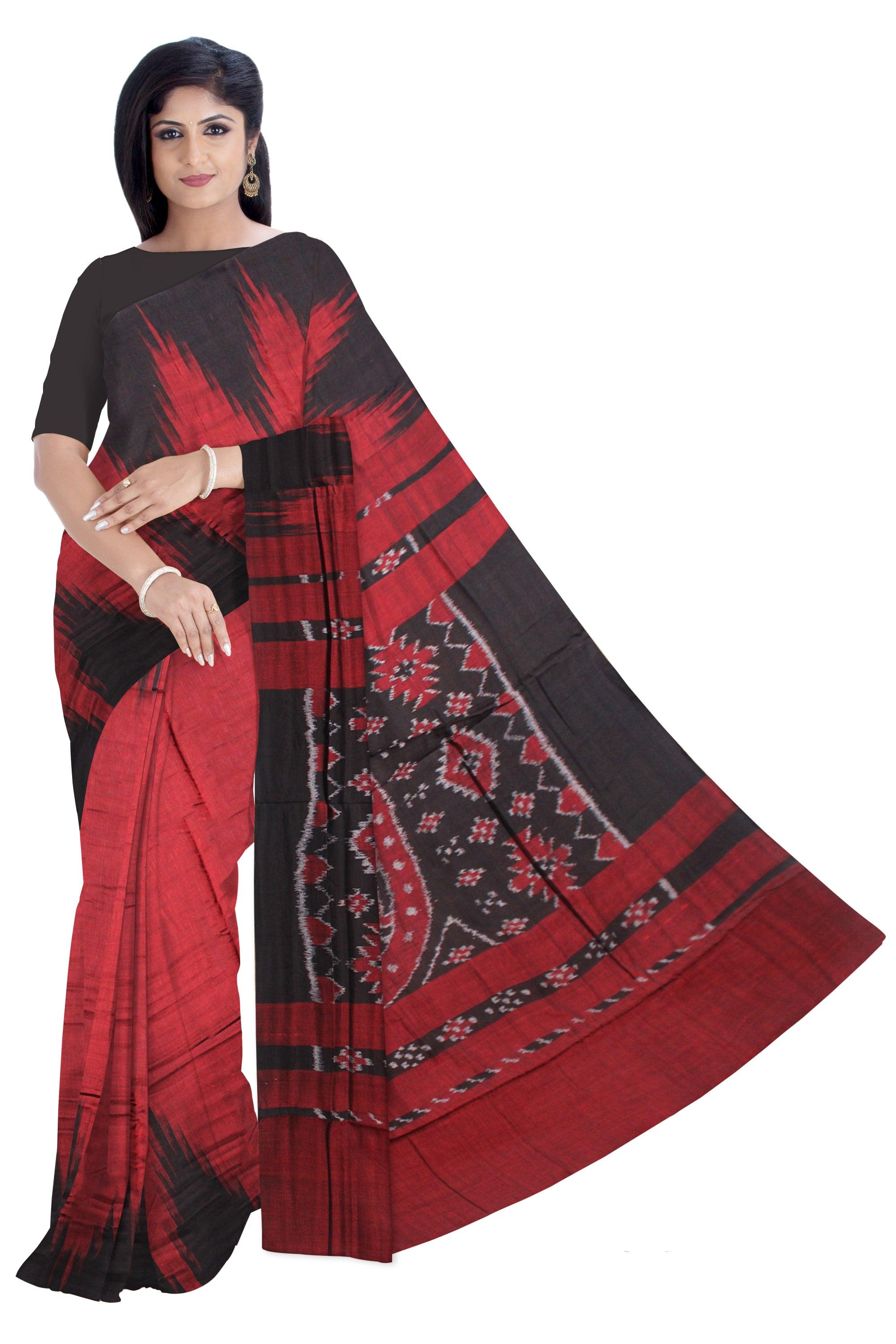 MAROON AND BLACK COLOR KARGIL COTTON SAREE ,WITH OUT BLOUSE PIECE. - Koshali Arts & Crafts Enterprise