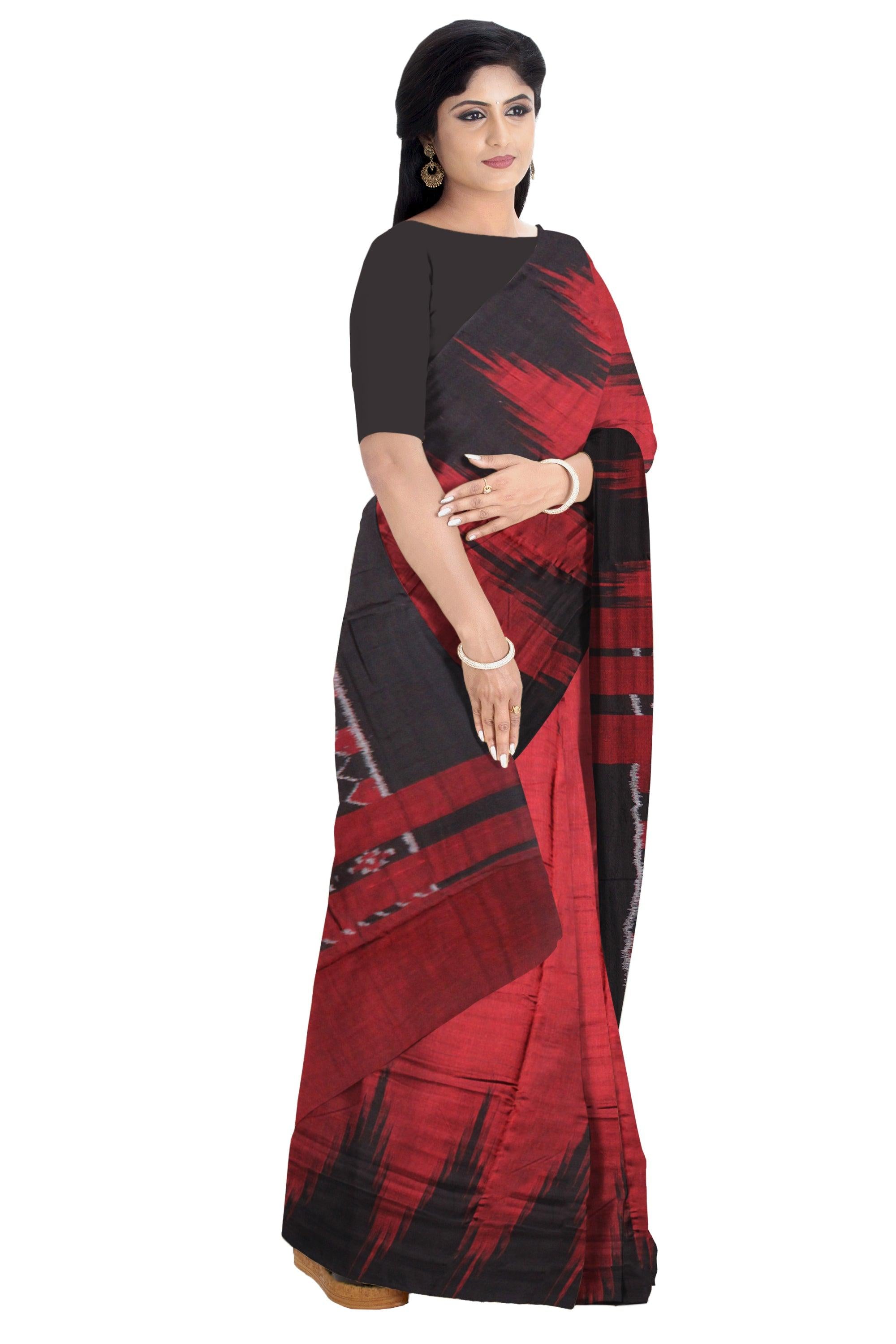 MAROON AND BLACK COLOR KARGIL COTTON SAREE ,WITH OUT BLOUSE PIECE. - Koshali Arts & Crafts Enterprise