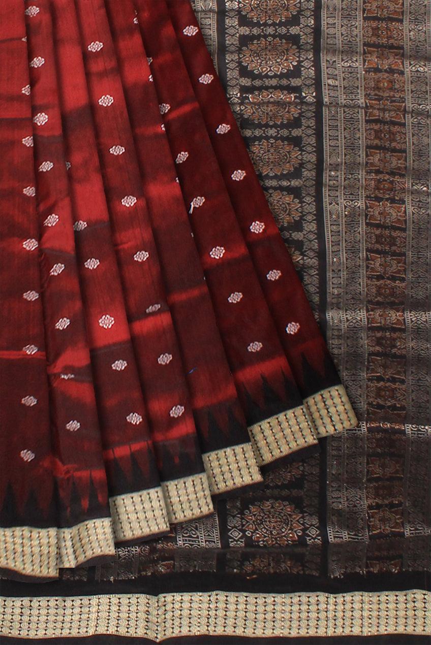 Cofee color flora print pure pata saree with blouse piece - Koshali Arts & Crafts Enterprise