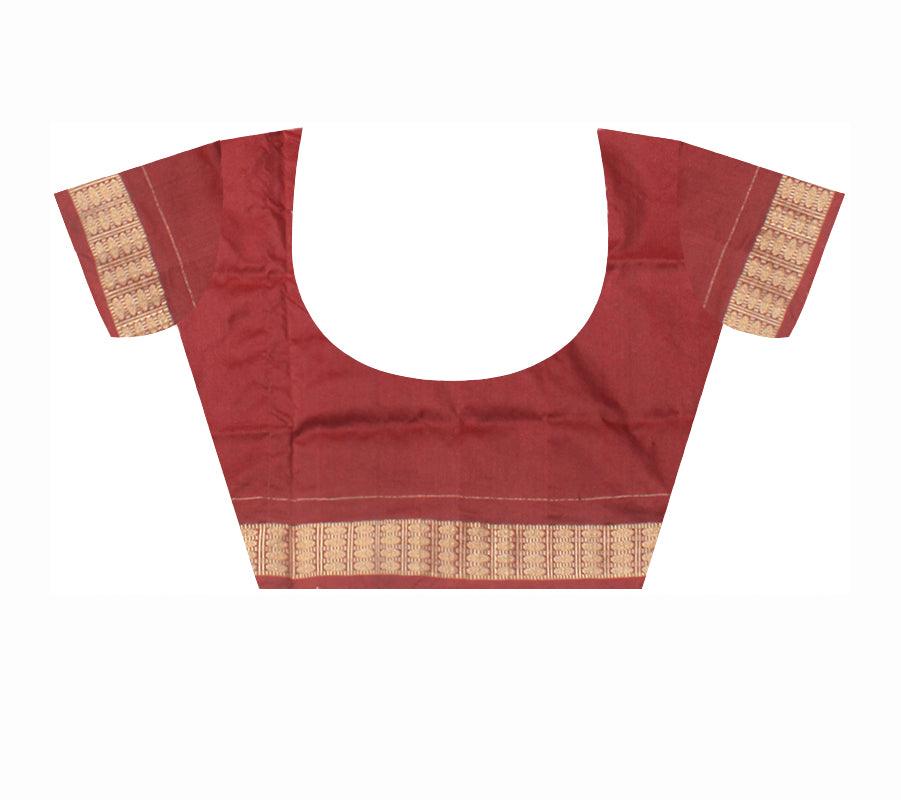 Sambalpuri Pata Saree in Maroon and Red  color creeper Design with blouse piece. - Koshali Arts & Crafts Enterprise