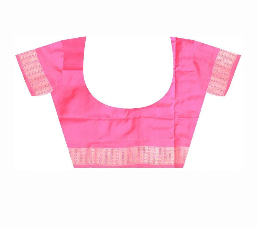 Pink and Black color Sambalpuri Pata saree kumbha design with blouase piece. - Koshali Arts & Crafts Enterprise