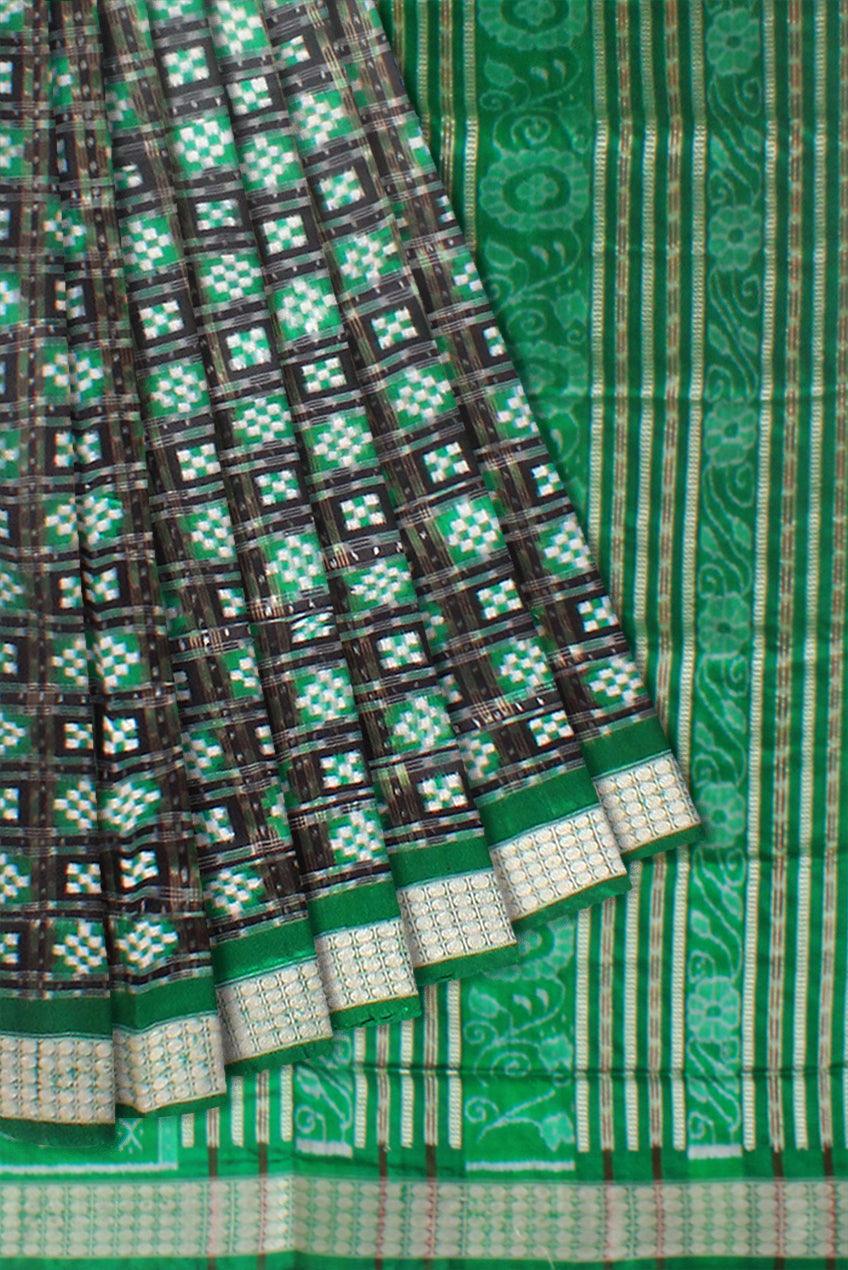 Latest design Green and Black color Pata saree with sapta design body with blouse piece. - Koshali Arts & Crafts Enterprise
