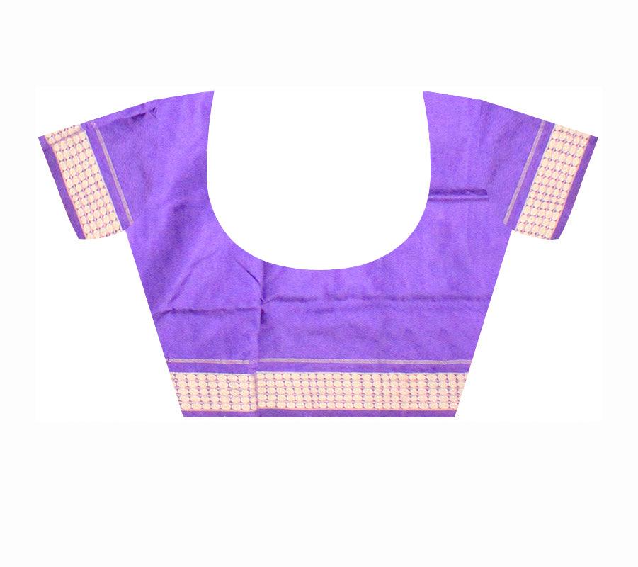 Latest design blue ,purple  and pink   color pata saree  with blouse piece. - Koshali Arts & Crafts Enterprise