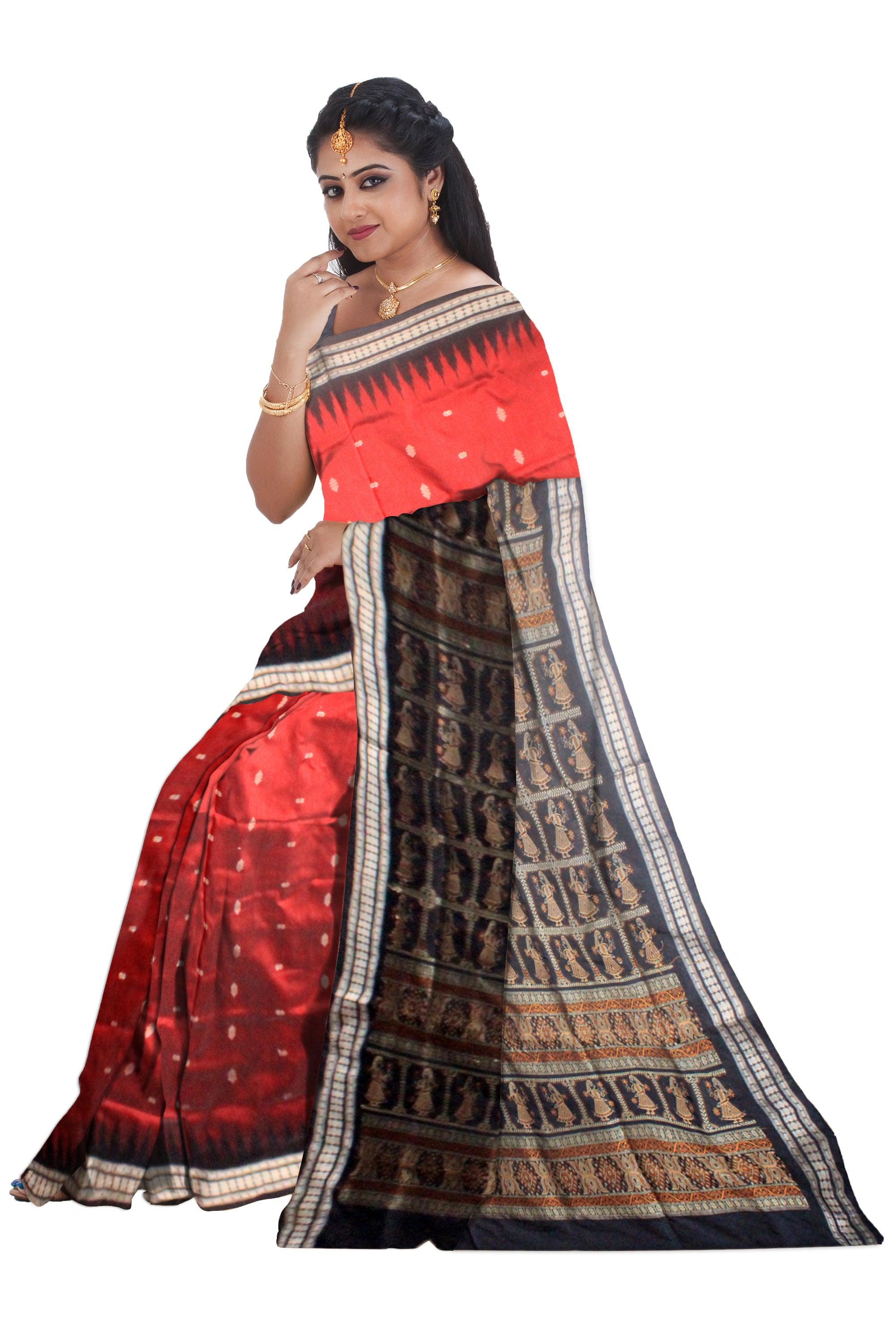 Latest design pata saree in maroon and black color base , with blouse piece. - Koshali Arts & Crafts Enterprise