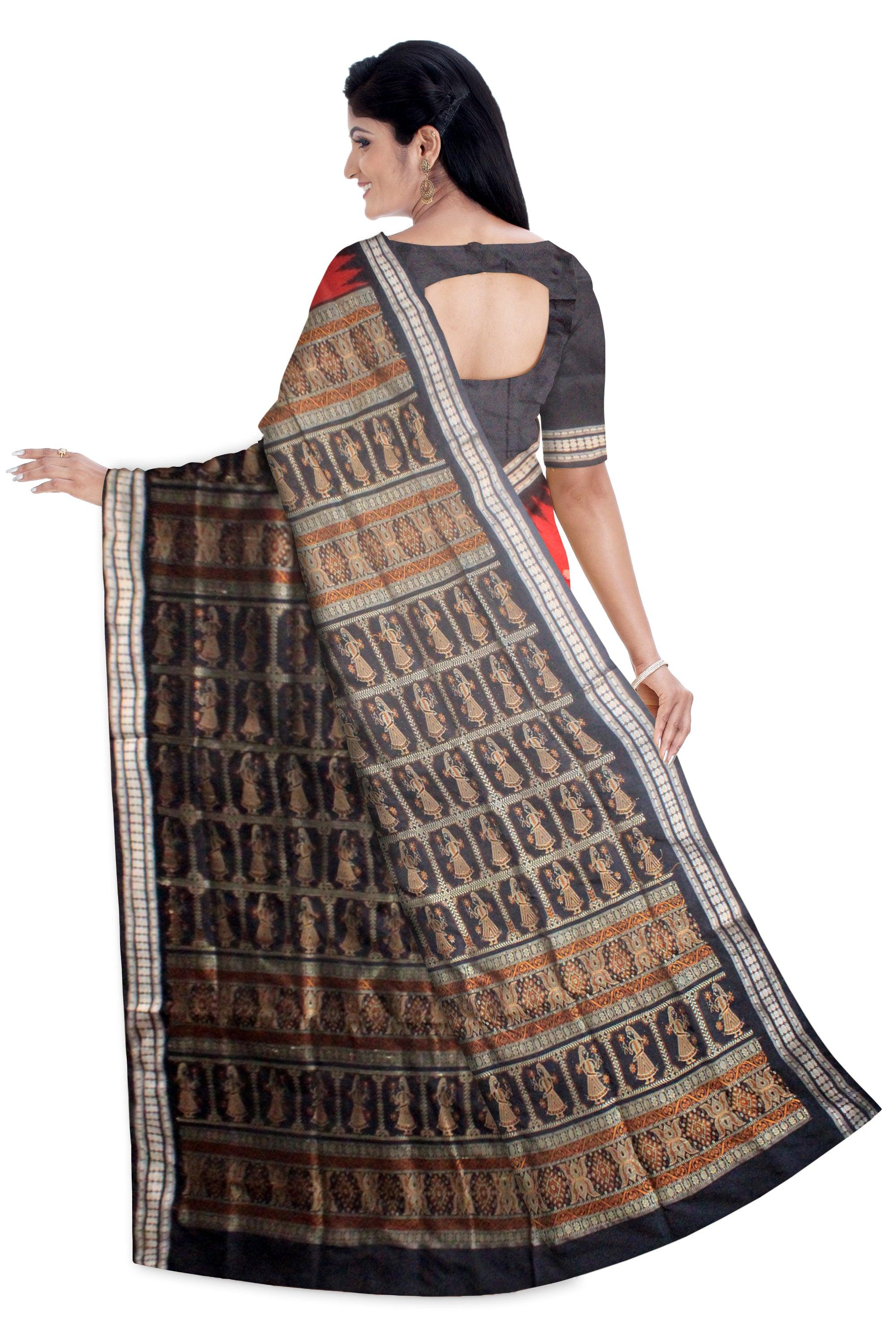 Latest design pata saree in maroon and black color base , with blouse piece. - Koshali Arts & Crafts Enterprise