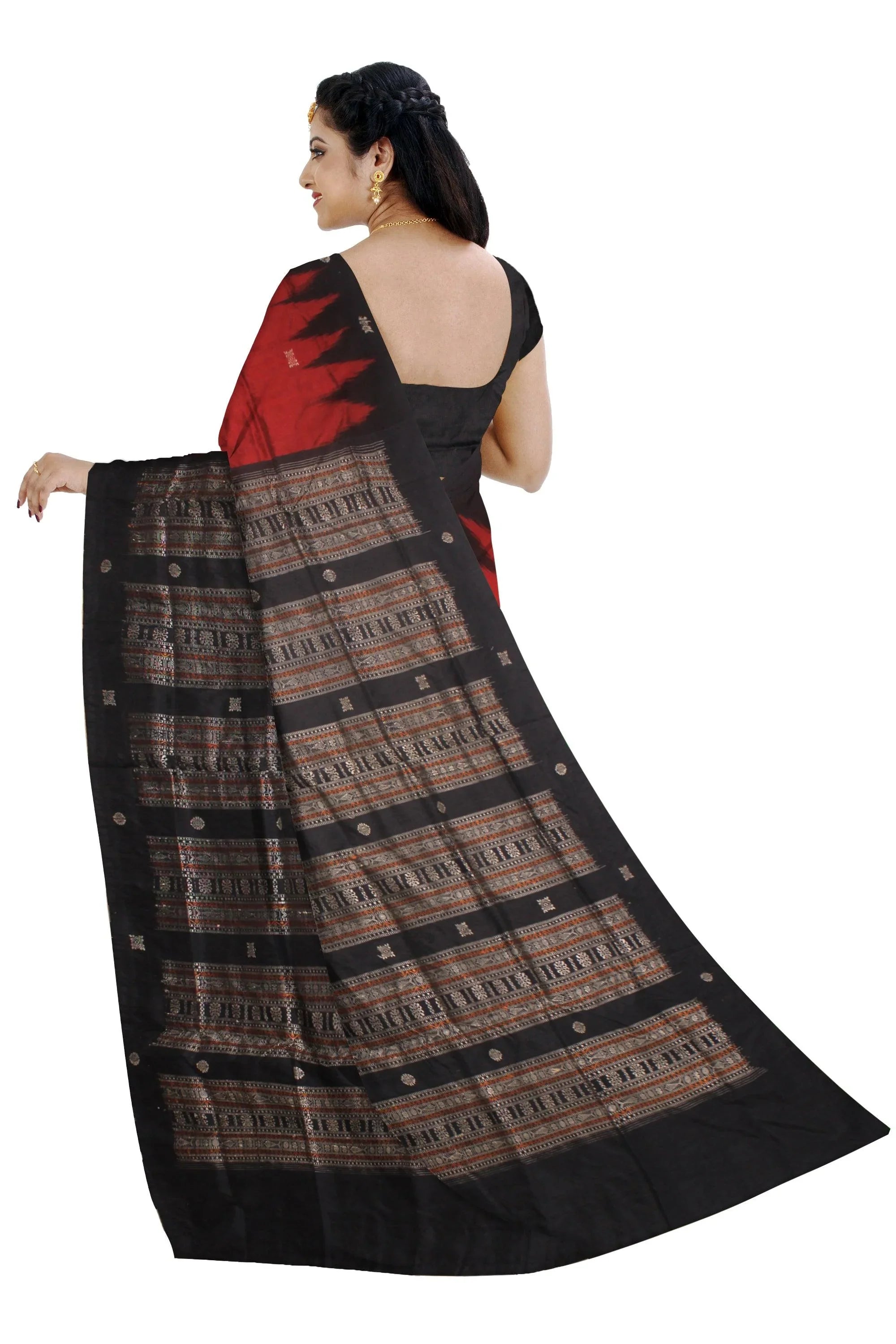 Sambalpuri pata saree in maroon color ,pallu latest design with blouse piece. - Koshali Arts & Crafts Enterprise