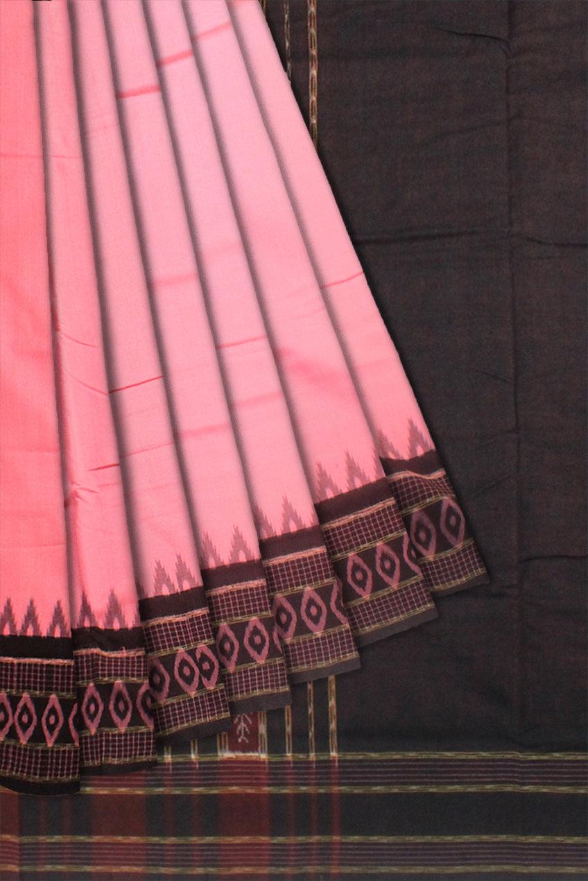 SAMBALPURI COTTON SAREE IN PINK AND BLACK COLOR. - Koshali Arts & Crafts Enterprise