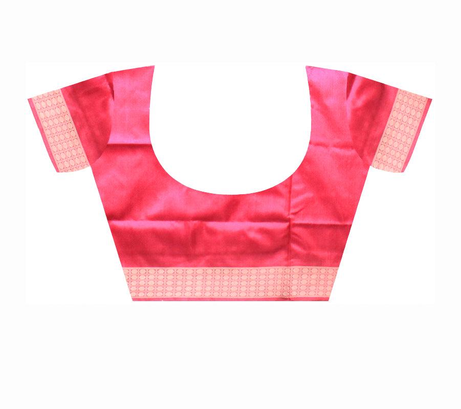 The royal elephant pata saree in black and pink color with blouse piece. - Koshali Arts & Crafts Enterprise