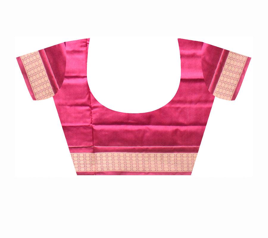 Latest terracotta design sambalpuri pata saree in green and light pink with blouse piece. - Koshali Arts & Crafts Enterprise
