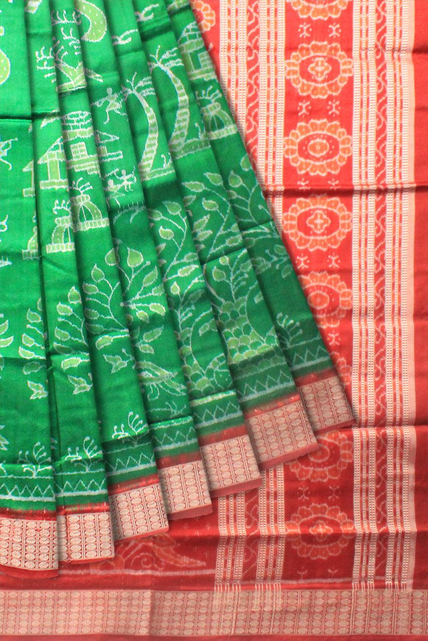 Most popular sambalpuri design with green and maroon color pata with  blouse piece. - Koshali Arts & Crafts Enterprise