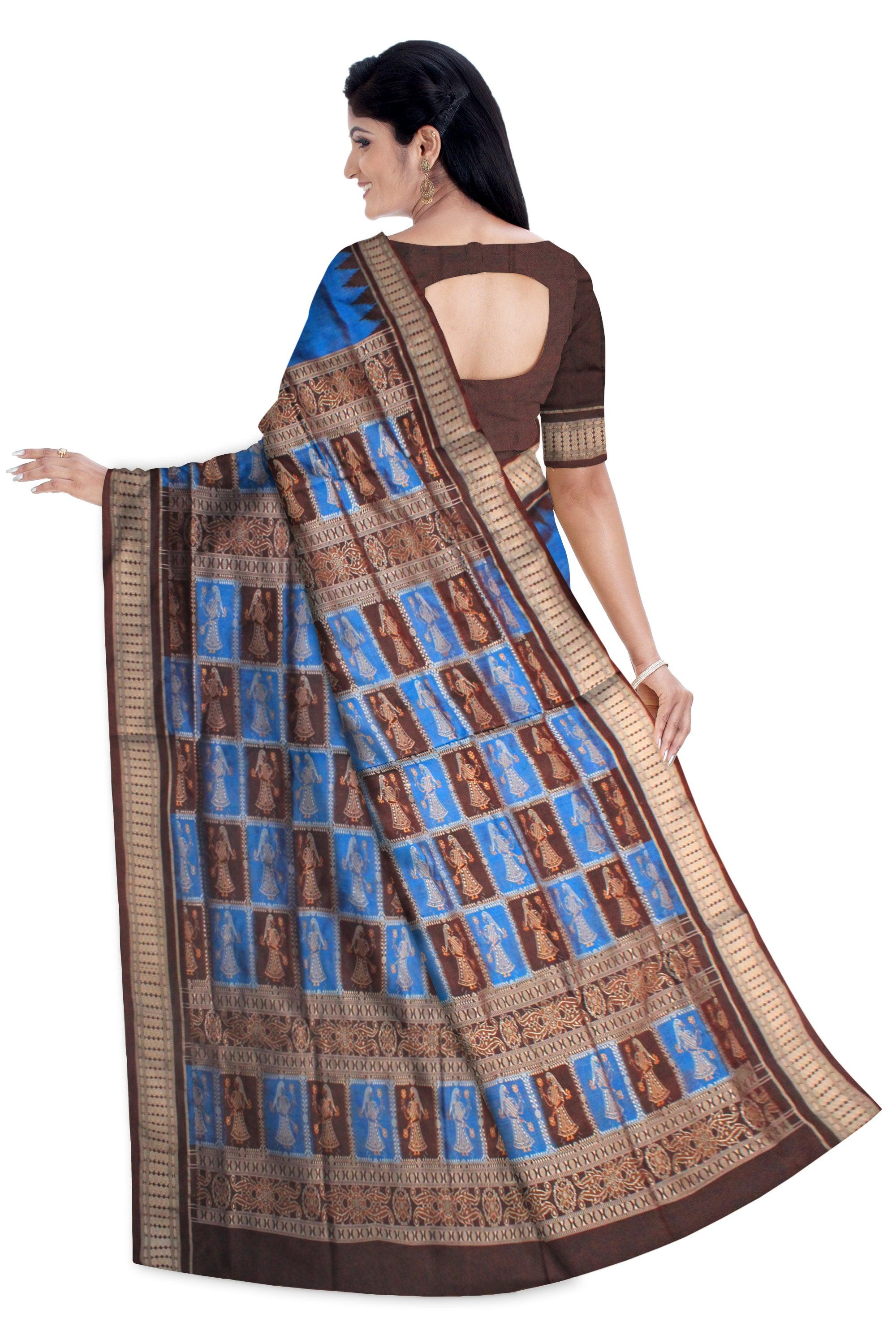 SONEPURI PATA SAREE IN BLUE AND COFFEE COLOR WITH BLOUSE. - Koshali Arts & Crafts Enterprise