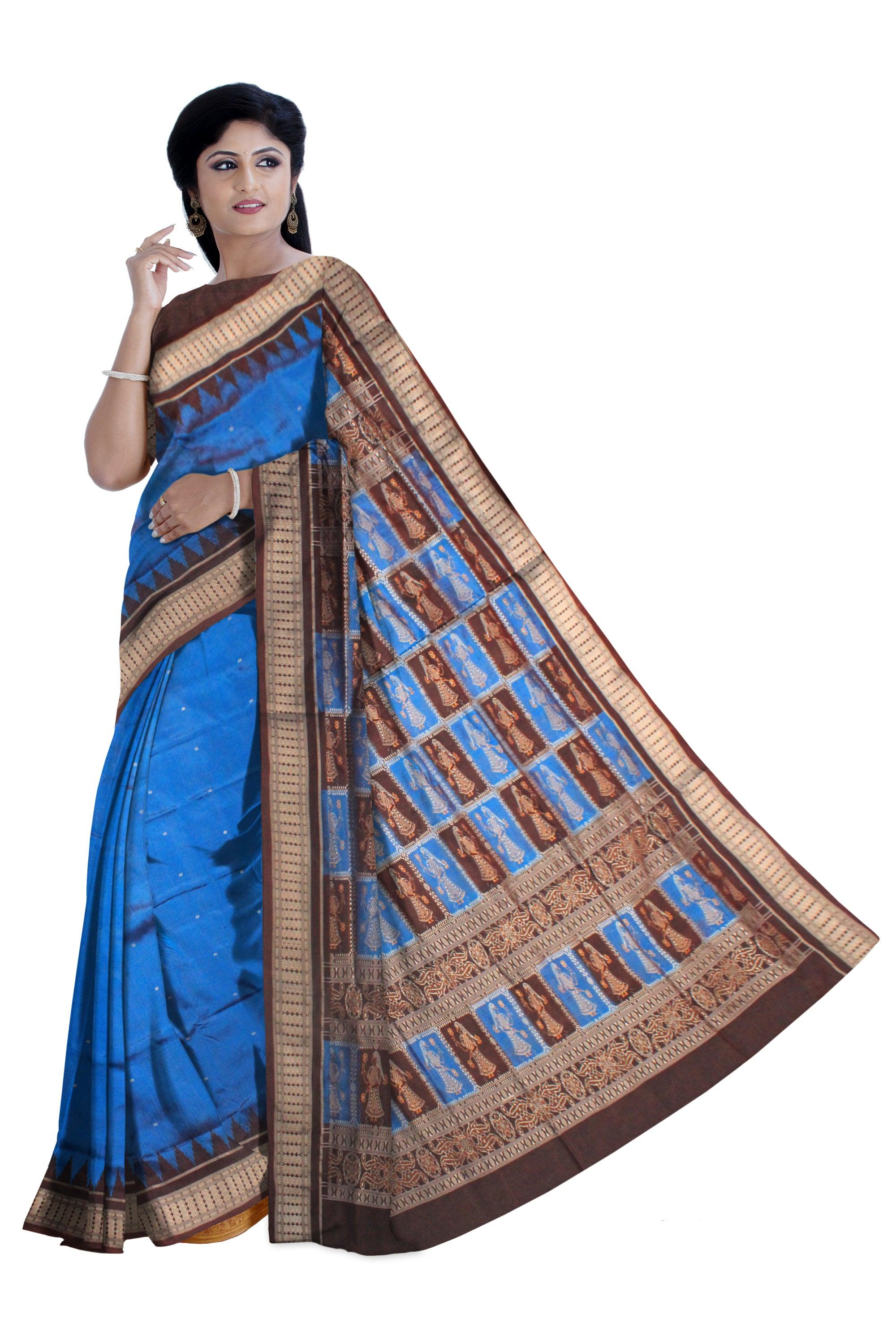 SONEPURI PATA SAREE IN BLUE AND COFFEE COLOR WITH BLOUSE. - Koshali Arts & Crafts Enterprise