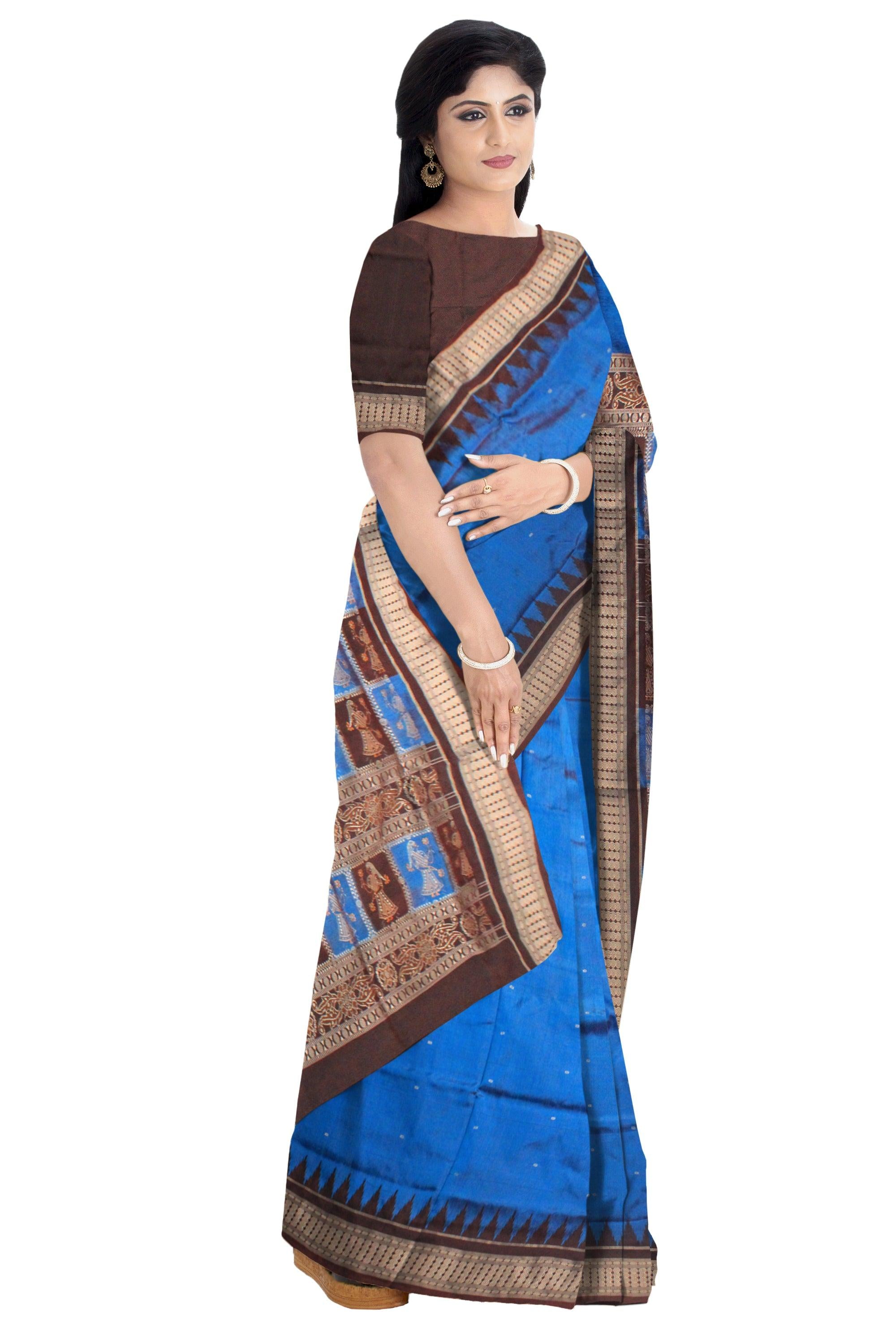 SONEPURI PATA SAREE IN BLUE AND COFFEE COLOR WITH BLOUSE. - Koshali Arts & Crafts Enterprise