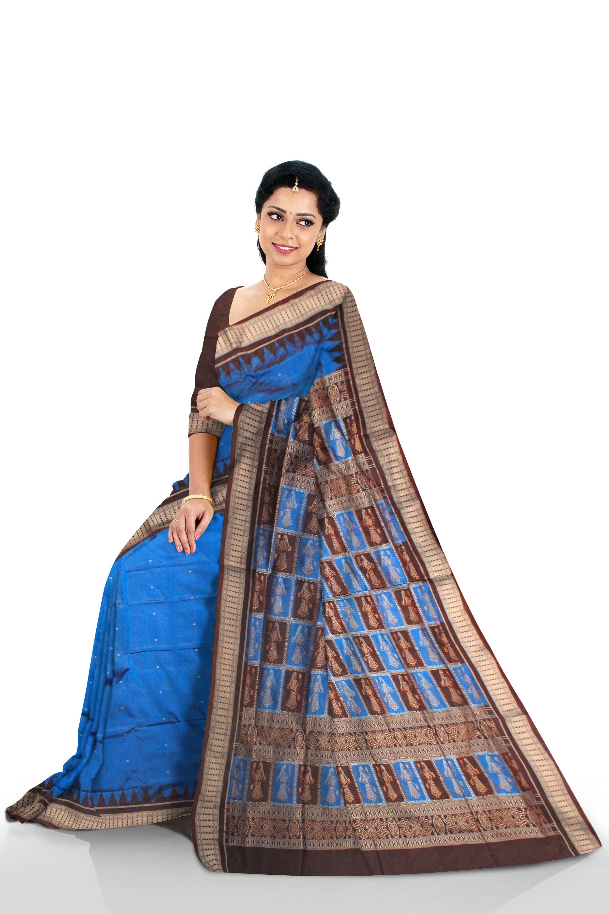 SONEPURI PATA SAREE IN BLUE AND COFFEE COLOR WITH BLOUSE. - Koshali Arts & Crafts Enterprise