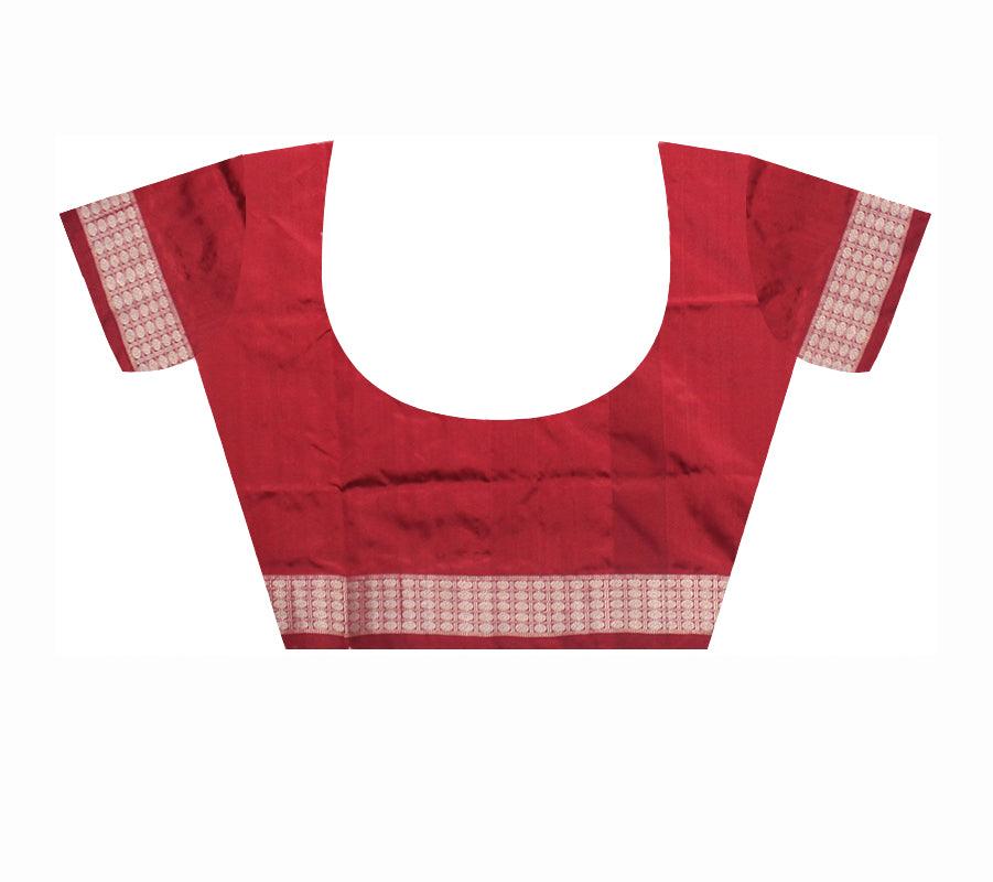 SONEPUR CHANDUA PATA SAREE IN GOLDEN AND  RED COLOR , WITH BLOUSE PIECE. - Koshali Arts & Crafts Enterprise