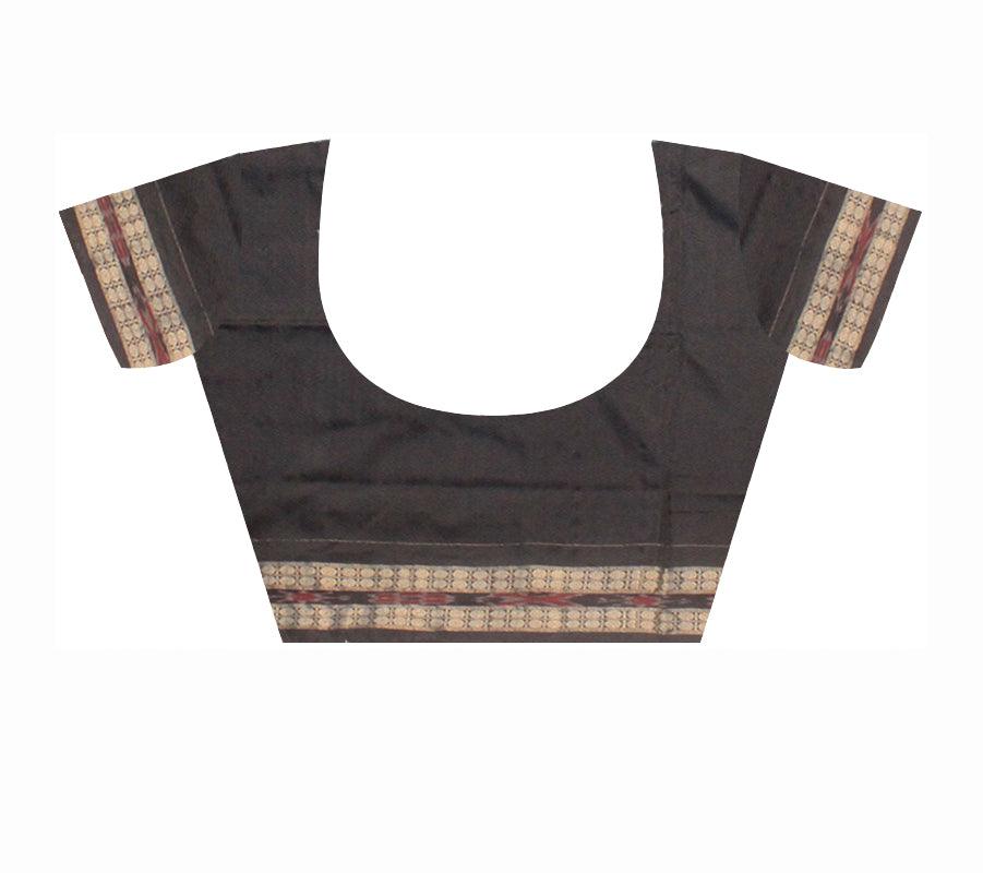 A SONEPUR PURE SILK PATA SAREE IN PERSIAN GREEN AND BLACK COLOR, WITH BLOUSE PIECE. - Koshali Arts & Crafts Enterprise