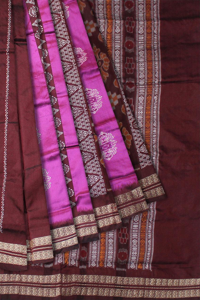 PINK AND MAROON PATLI SAREE , WITH BLOUSE PIECE. - Koshali Arts & Crafts Enterprise
