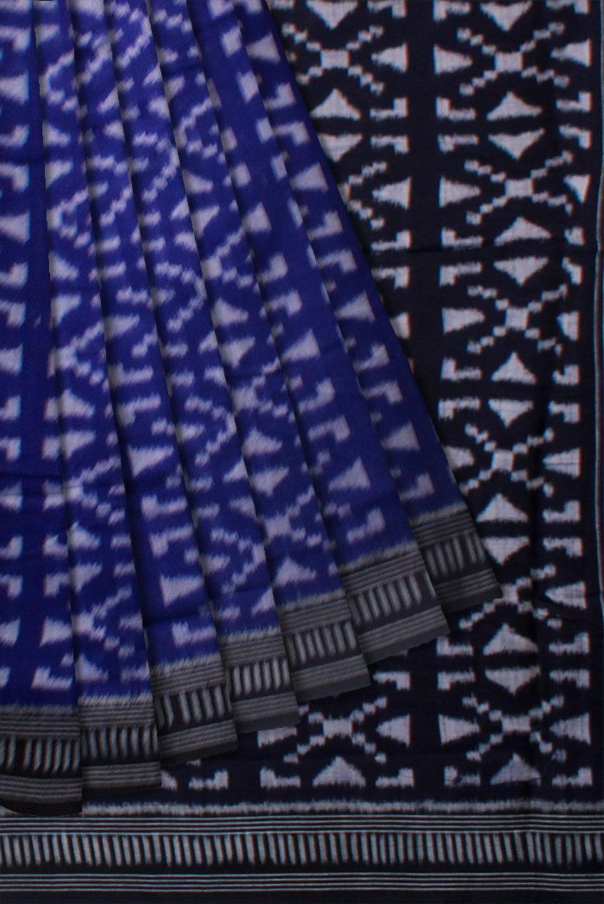 LATEST DESIGN MANIABANDHA COTTON SAREE IN BLUE AND BLACK COLOR BASE, WITHOUT BLOUSE PIECE. - Koshali Arts & Crafts Enterprise