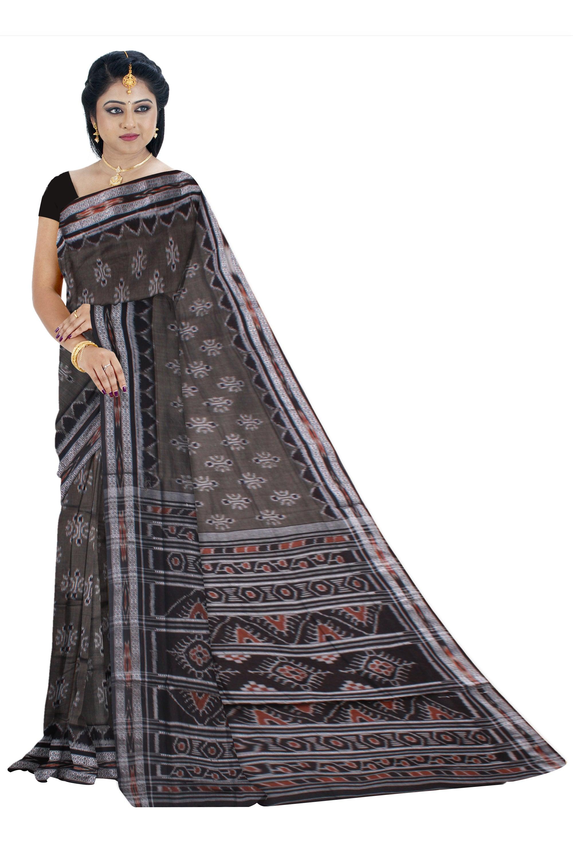 BLACK COLOR LATEST DESIGN MANIABANDHA COTTON SAREE, WITHOUT BLOUSE PIECE. - Koshali Arts & Crafts Enterprise