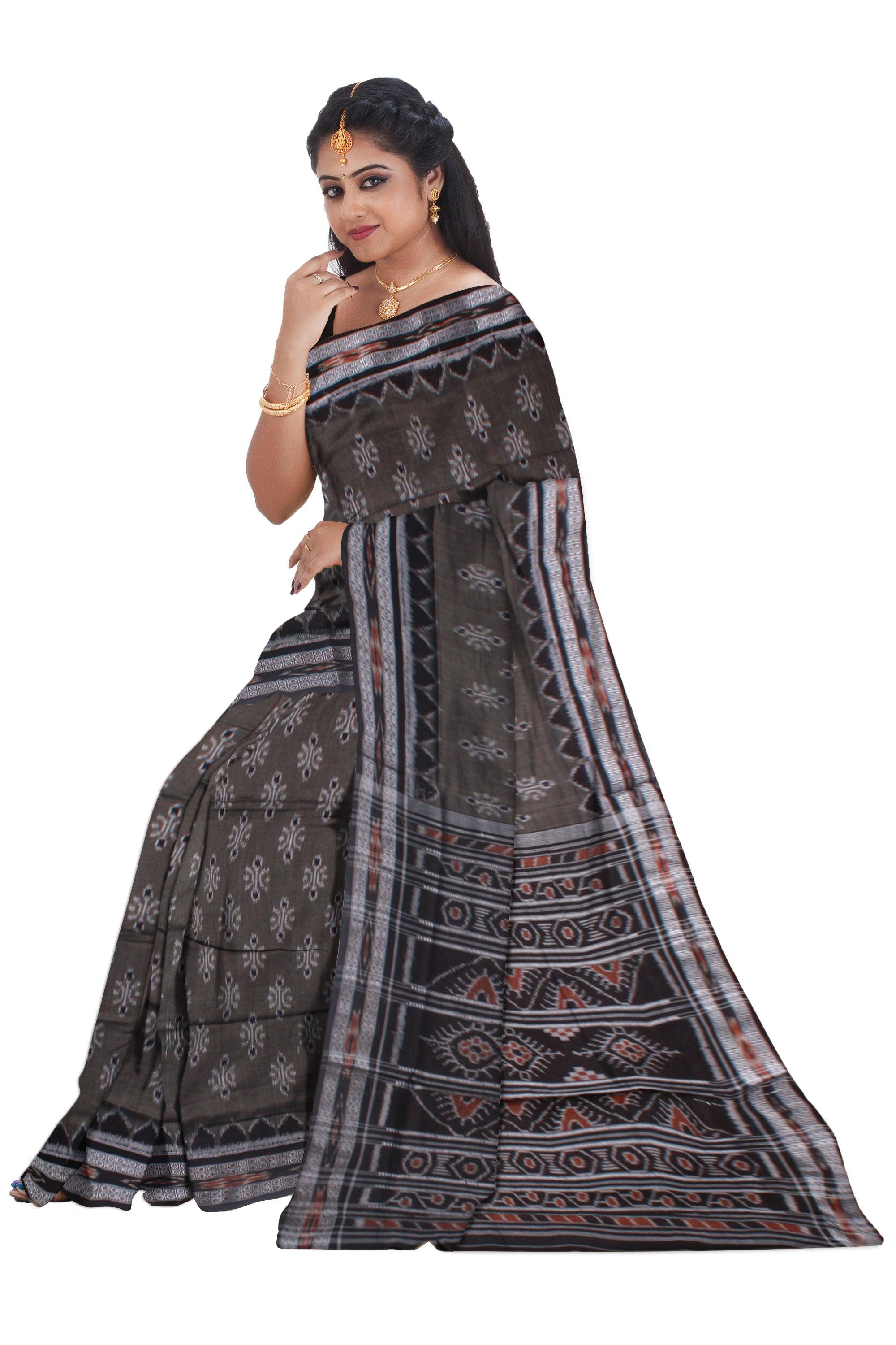 BLACK COLOR LATEST DESIGN MANIABANDHA COTTON SAREE, WITHOUT BLOUSE PIECE. - Koshali Arts & Crafts Enterprise